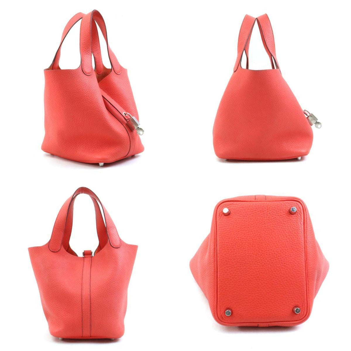 Hermes Silver Taurillon Clemence Leather Handbag (Pre-Owned)