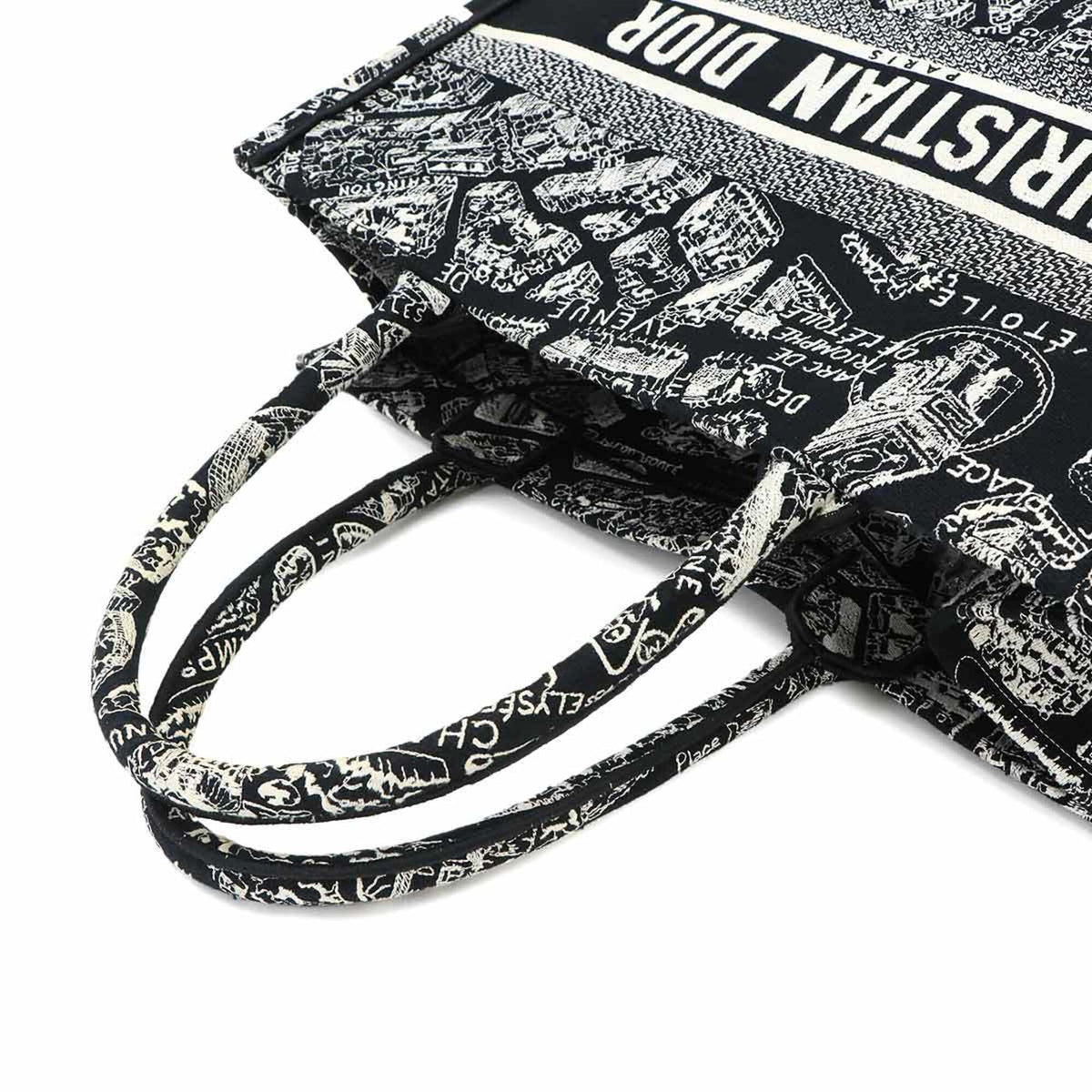 Christian Dior Black White Canvas Handbag Tote Bag (Pre-Owned)