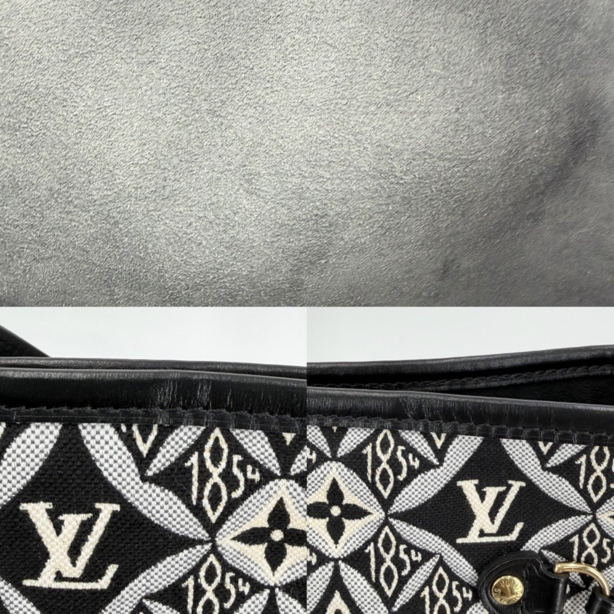 Louis Vuitton Black Canvas Leather Handbag Tote Bag (Pre-Owned)