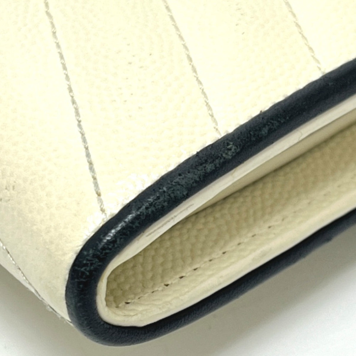 Yves Saint Laurent Black White Leather Long Wallet (Bi-Fold) (Pre-Owned)