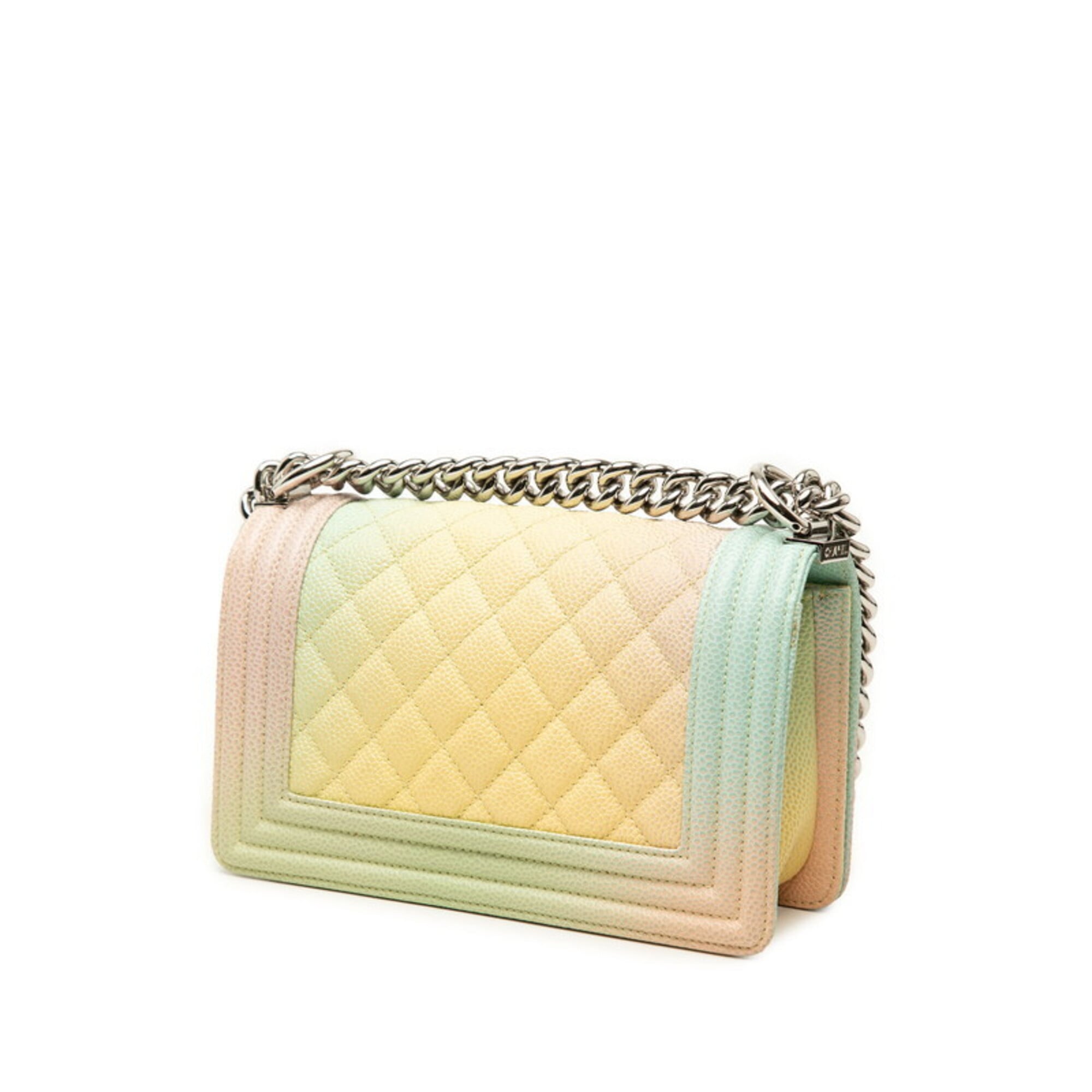 Chanel Boy Chanel Multi-Color Grained Calfskin Shoulder Bag (Pre-Owned)