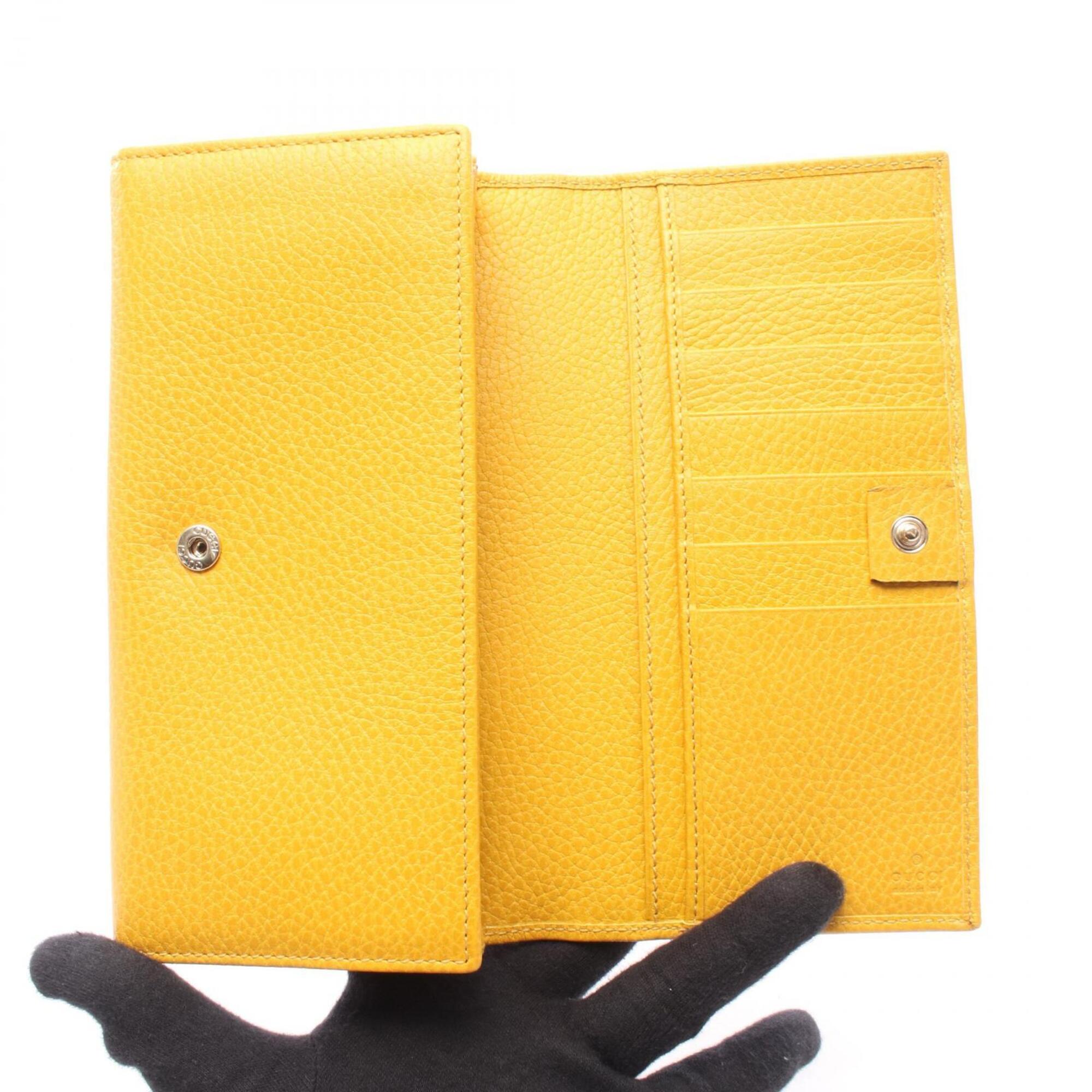 Gucci Yellow Leather Long Wallet (Bi-Fold) (Pre-Owned)