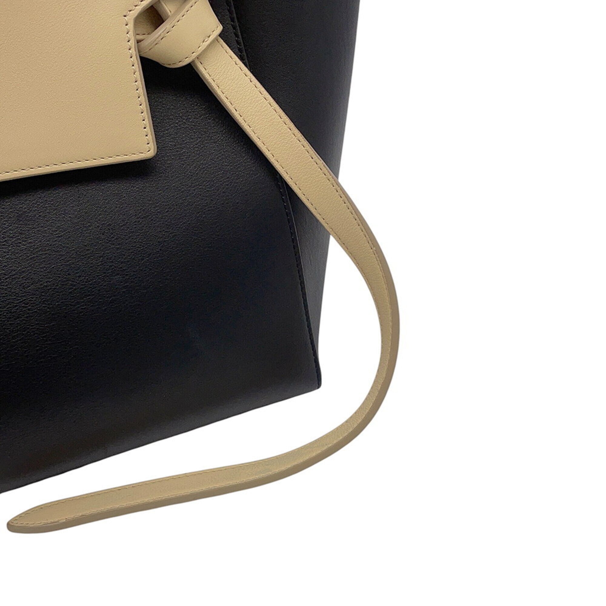 Celine Beige Black Leather Handbag (Pre-Owned)