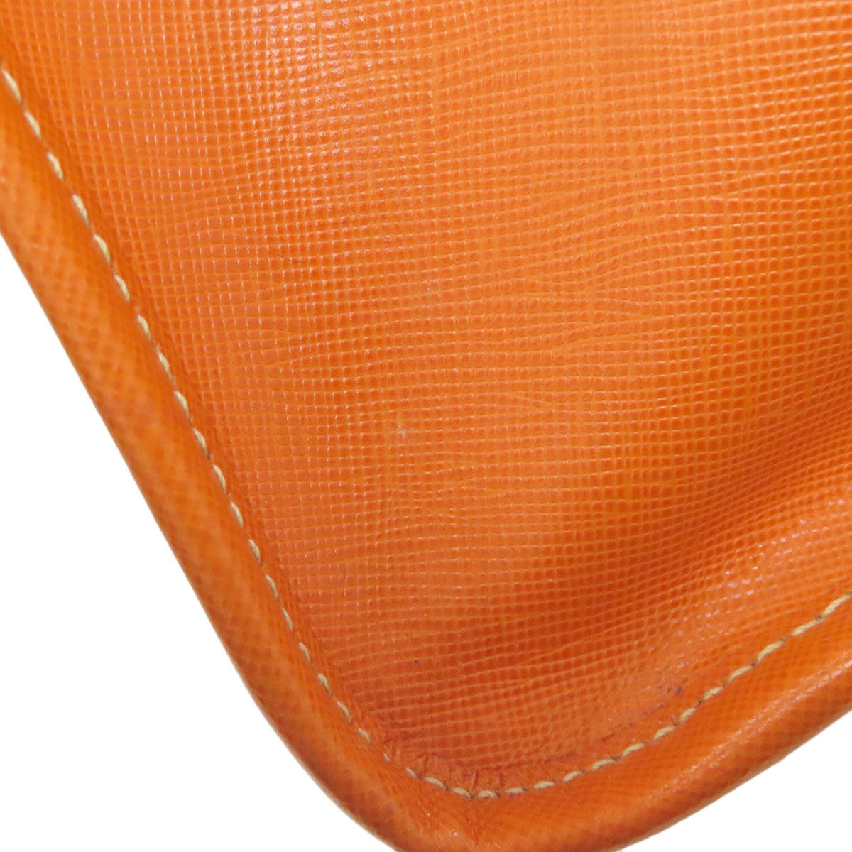 Prada Blue Orange Canvas Leather Handbag (Pre-Owned)