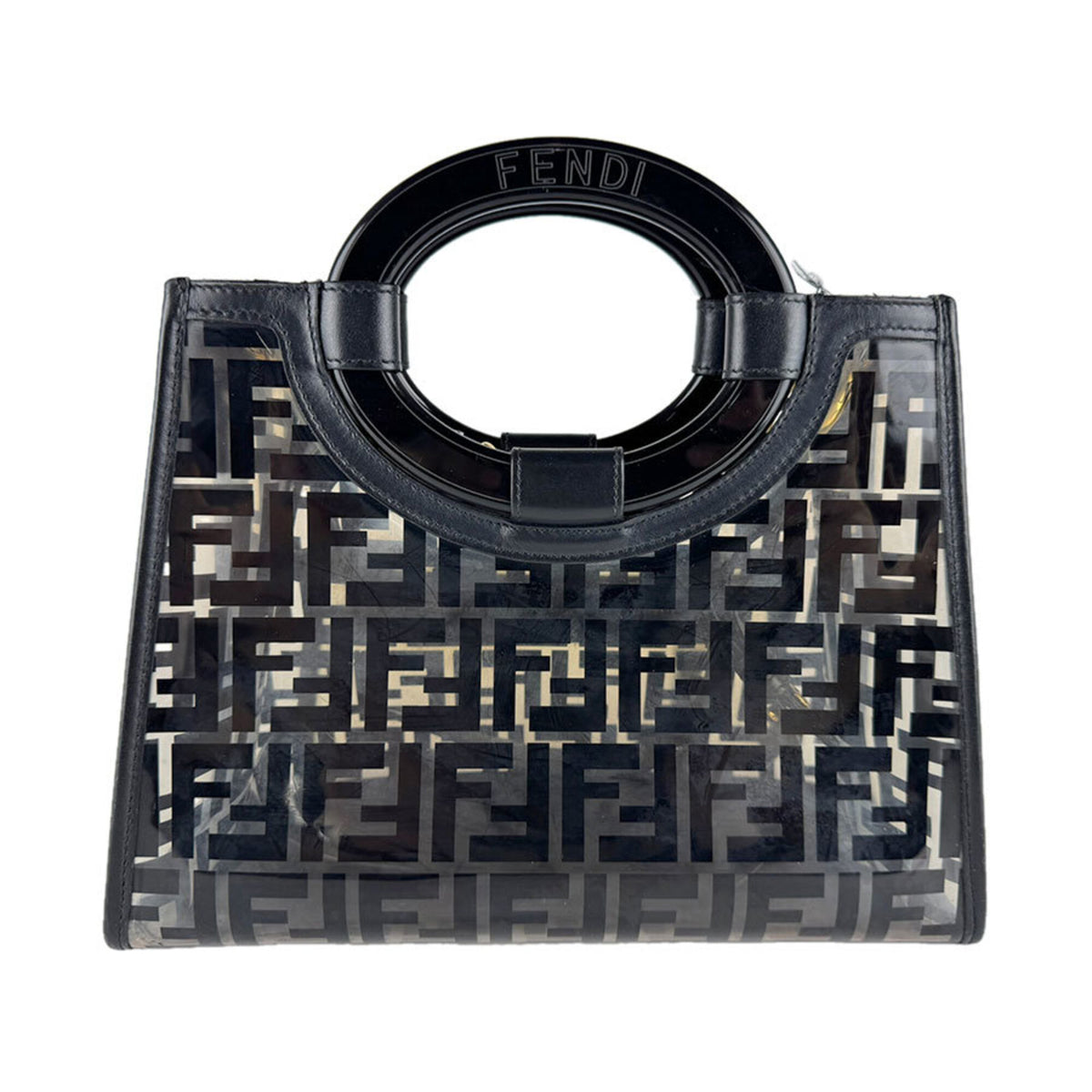 Fendi Black Clear Vinyl Leather Handbag Shoulder Bag (Pre-Owned)