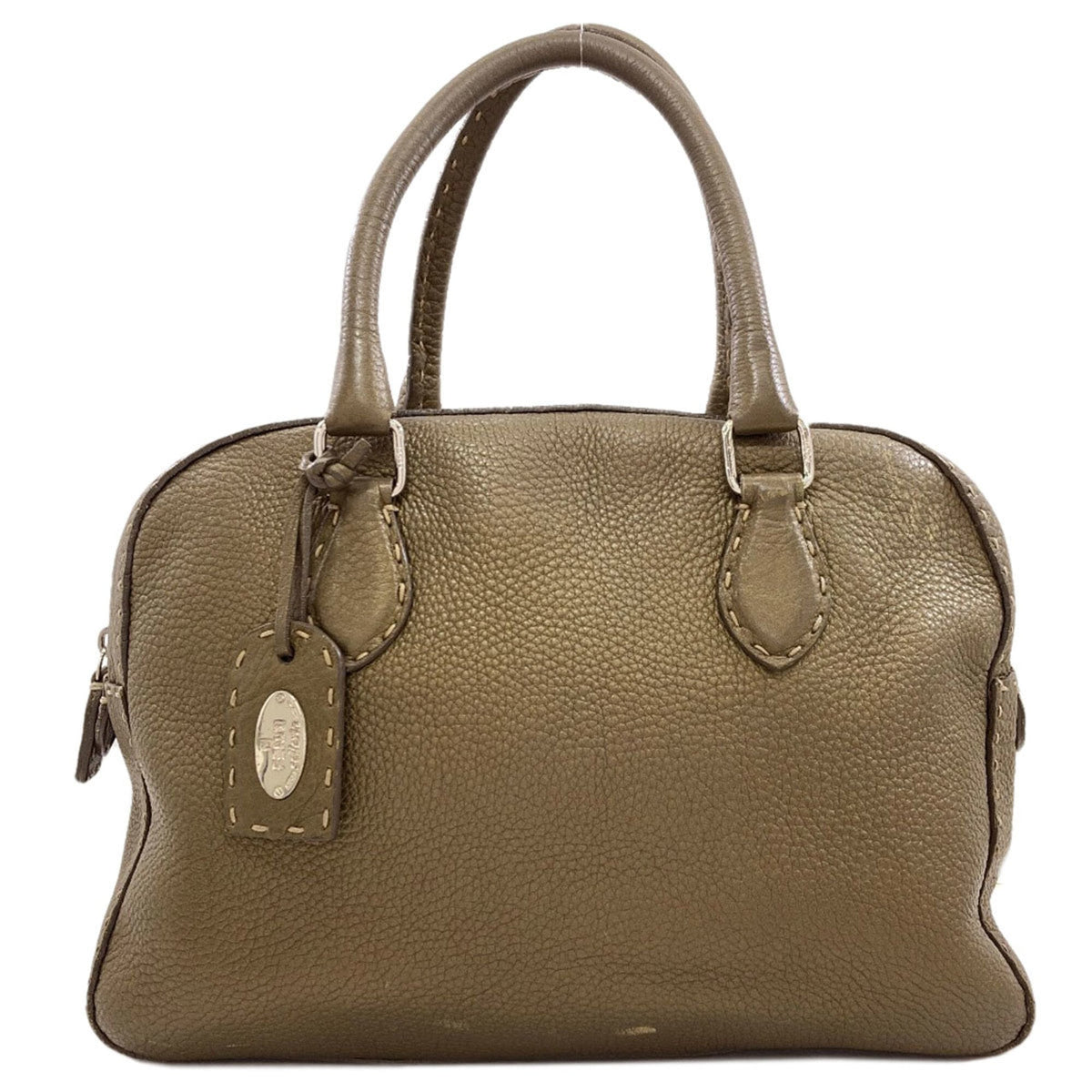 Fendi Selleria Khaki Leather Handbag (Pre-Owned)