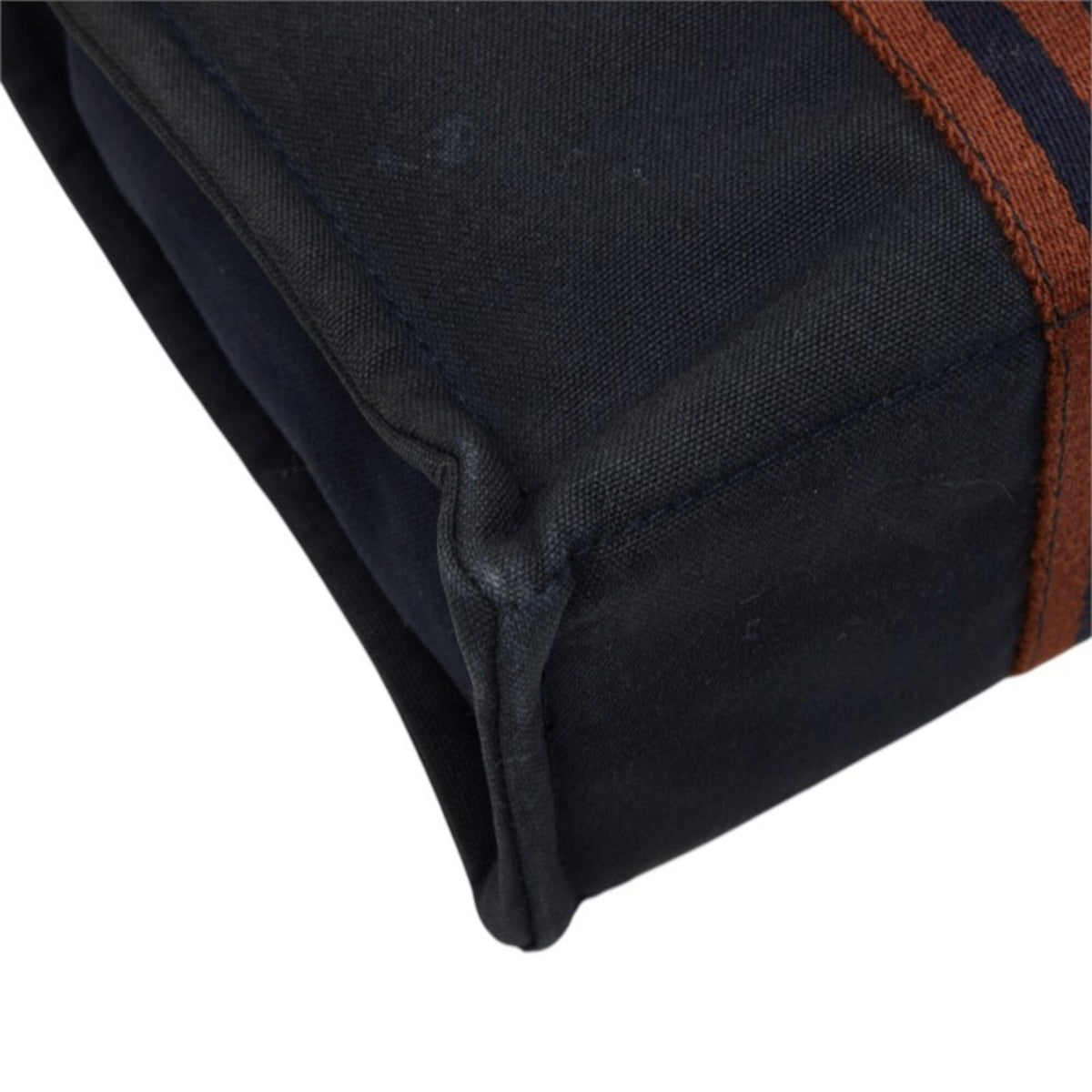 Hermes Brown Navy Cotton Handbag Tote Bag (Pre-Owned)