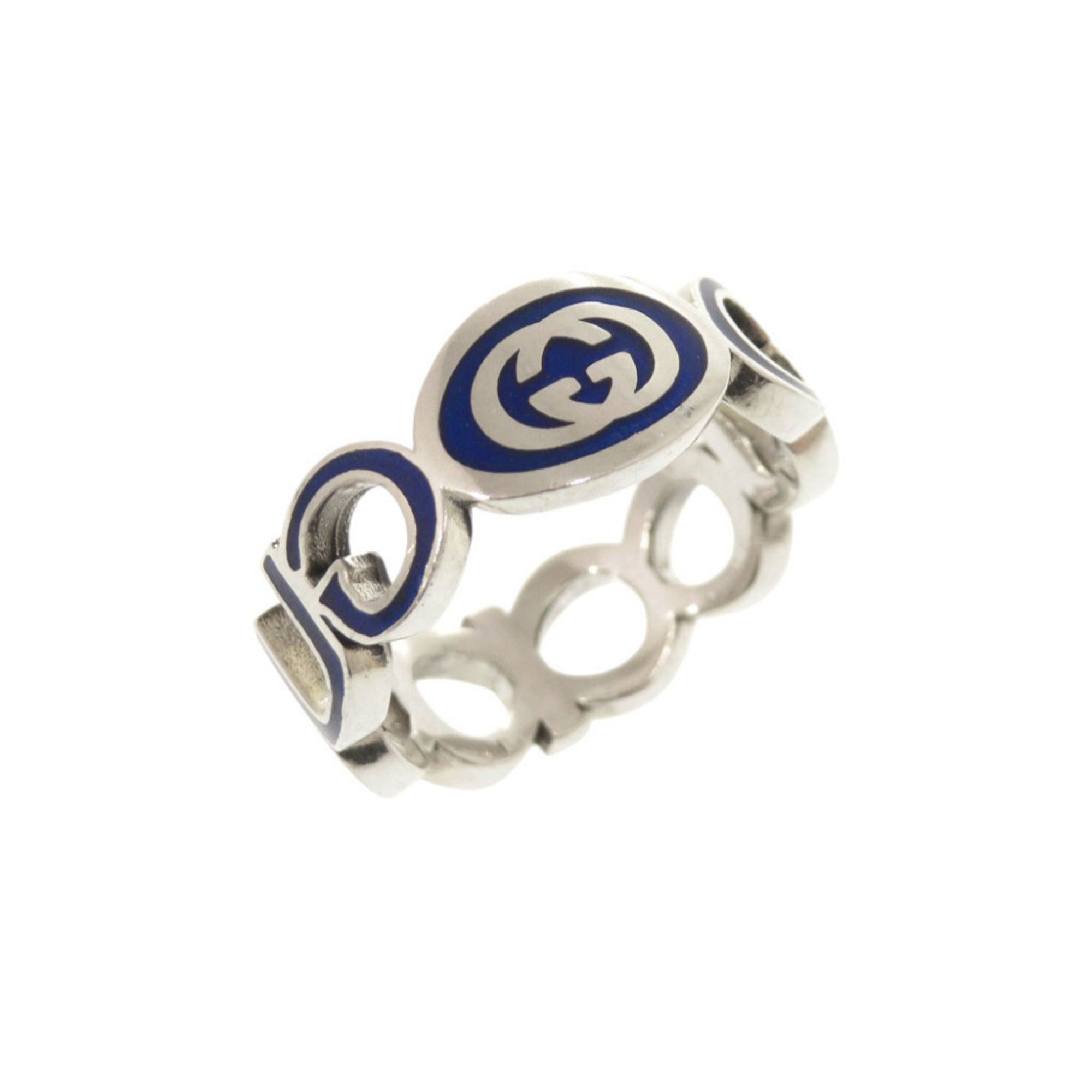 Gucci Silver Blue Silver 925 Band Ring (Pre-Owned)