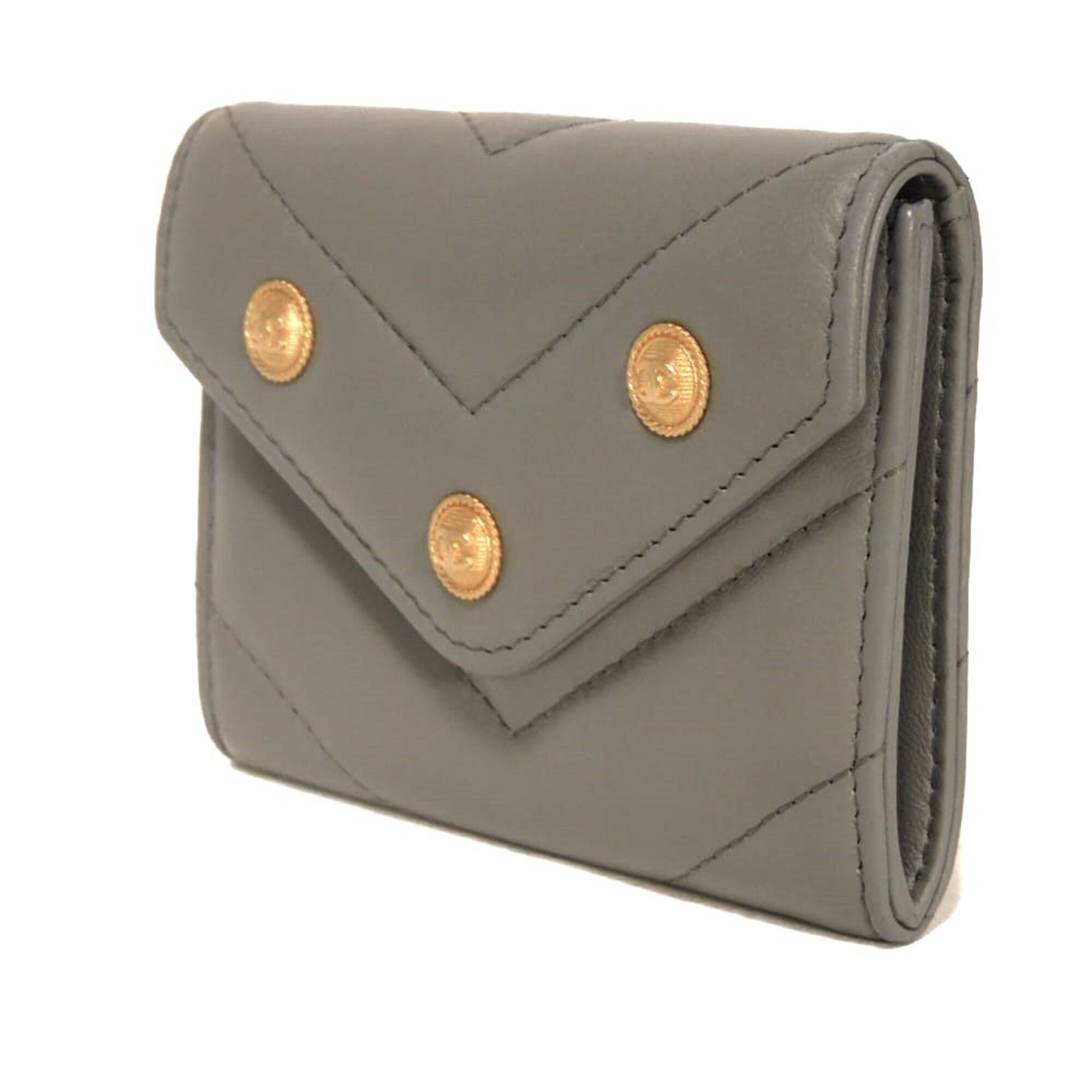 Chanel Gray Leather Wallet (Bi-Fold) (Pre-Owned)