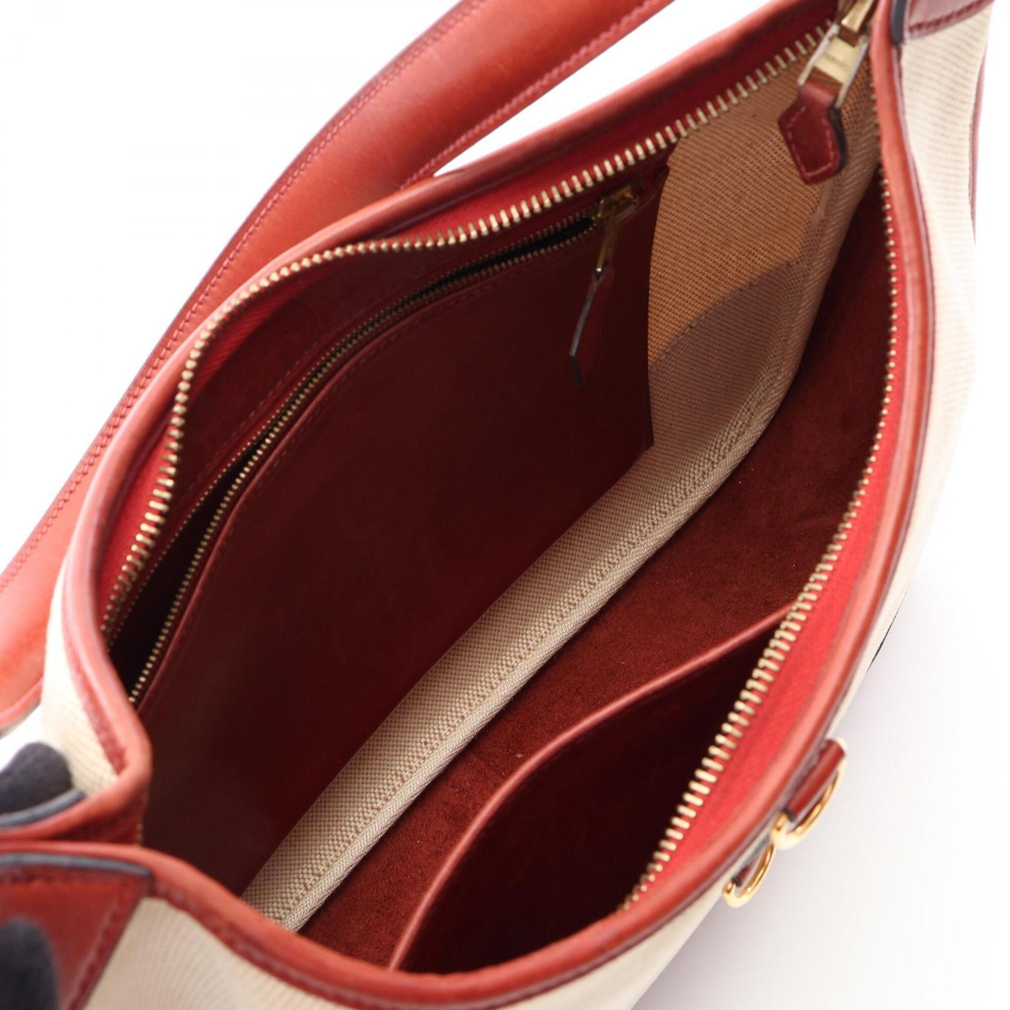 Hermes Bordeaux Ecru Ivory Toile H Handbag Shoulder Bag (Pre-Owned)