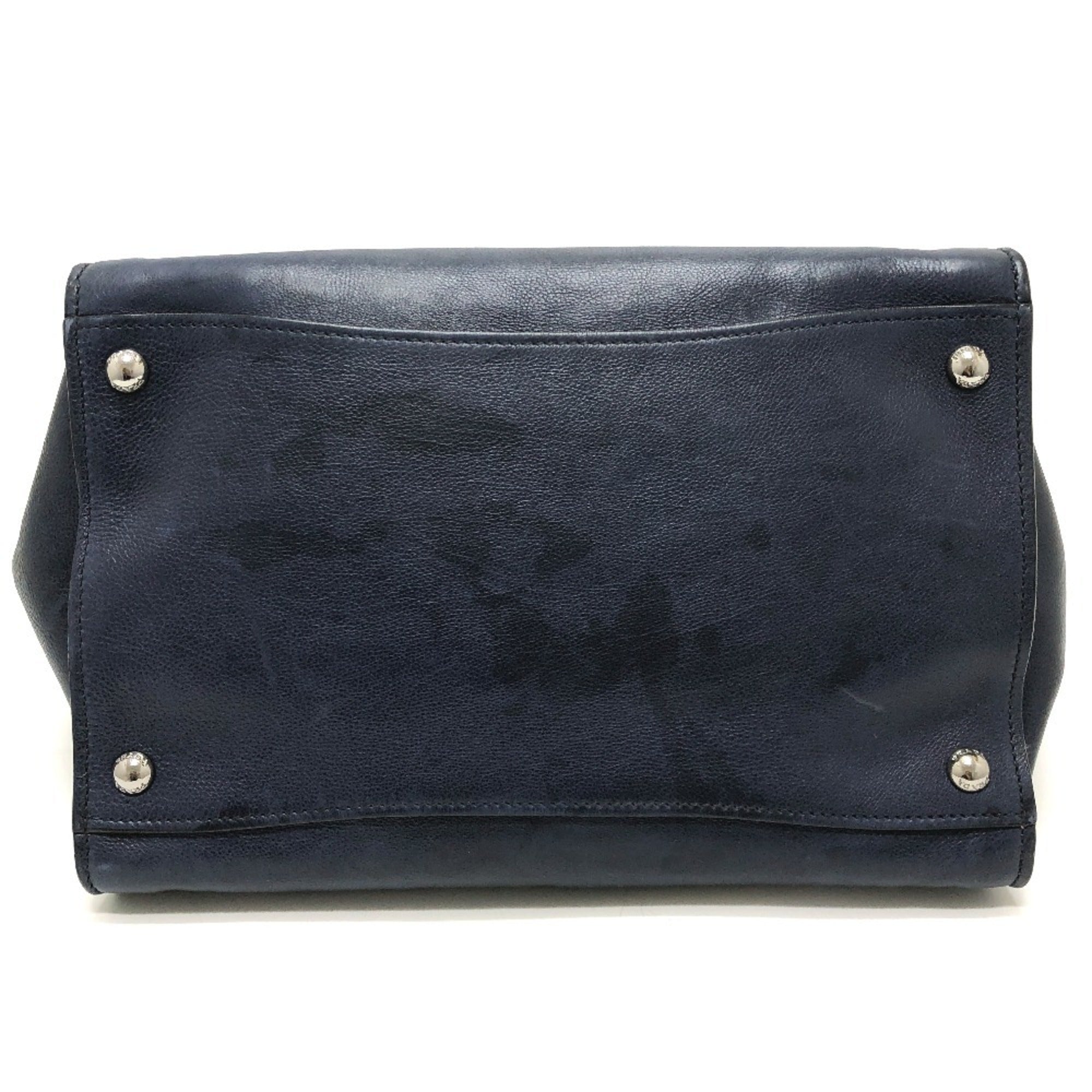 Prada Blue Leather Handbag Tote Bag (Pre-Owned)