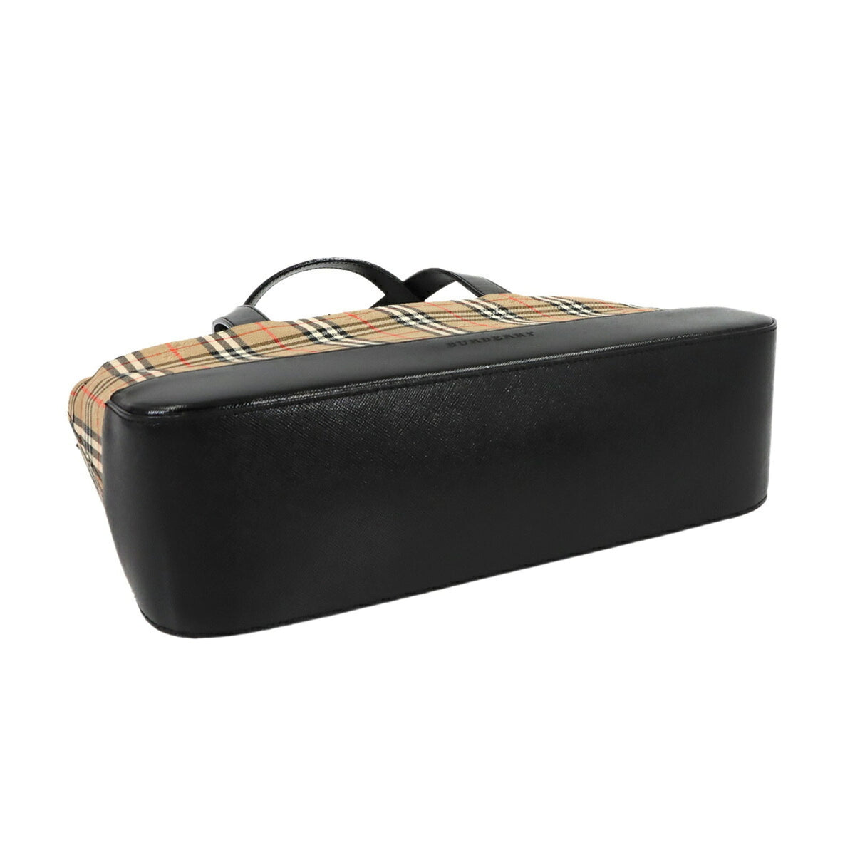 Burberry Beige Black Canvas Handbag (Pre-Owned)