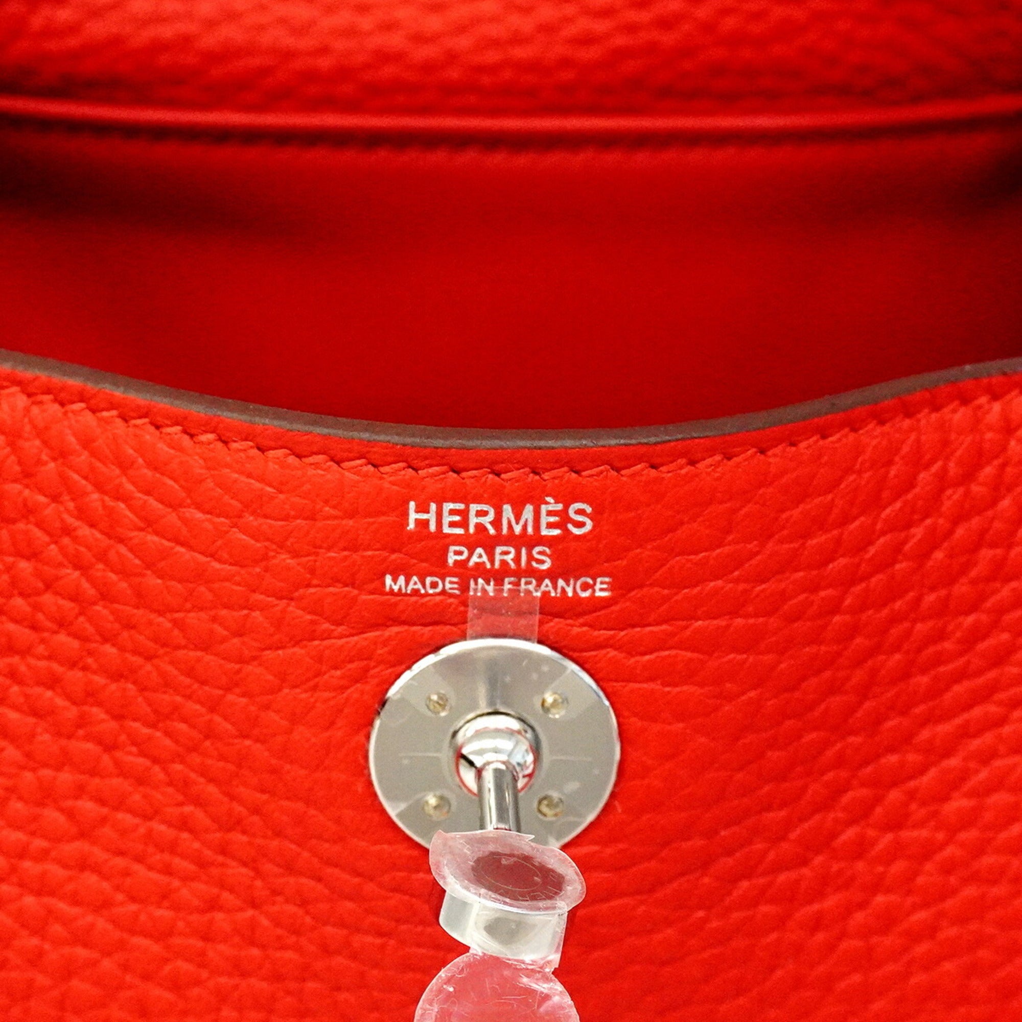 Hermes Red Color Taurillon Clemence Leather Handbag (Pre-Owned)