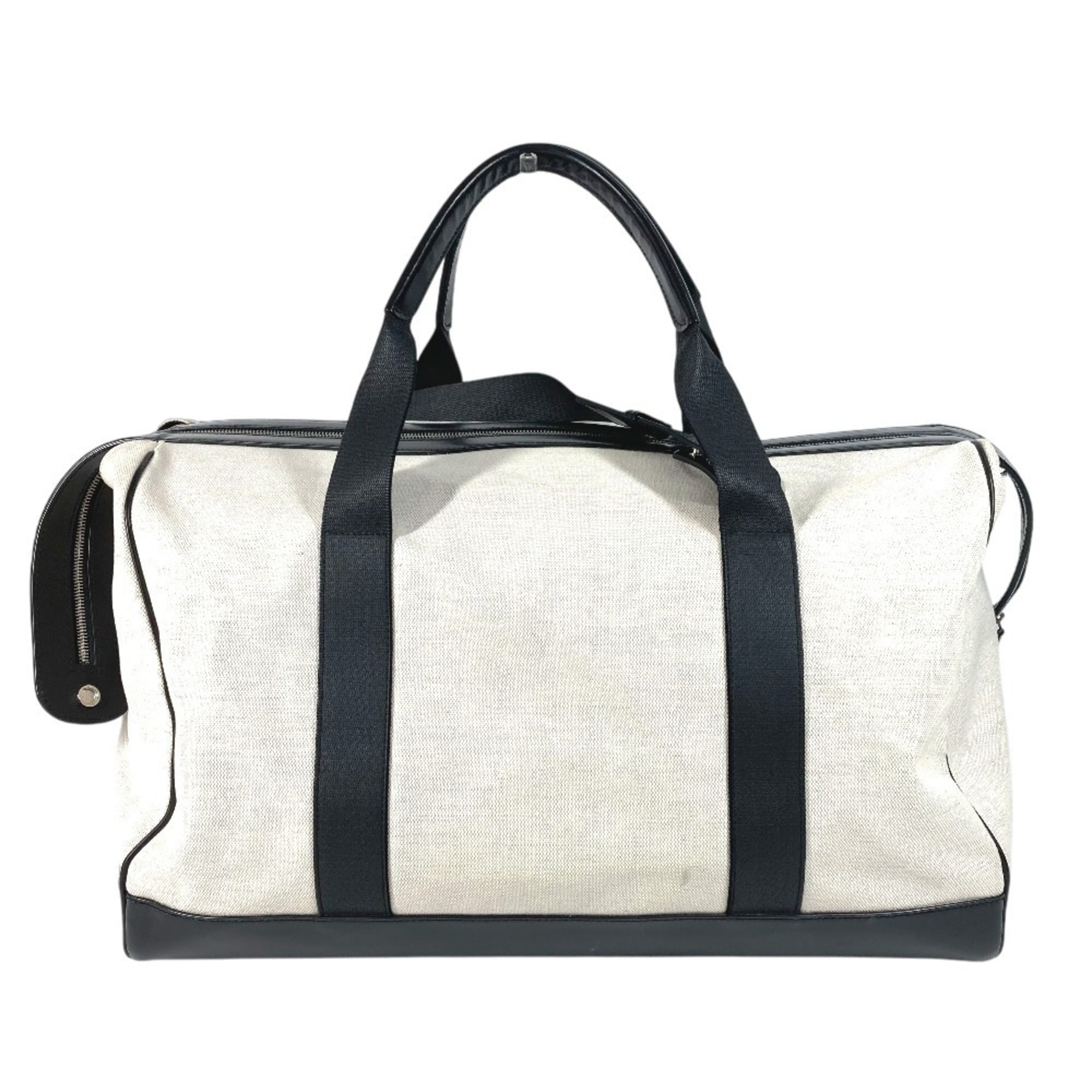 Balenciaga Black White Leather Canvas Boston Bag (Pre-Owned)