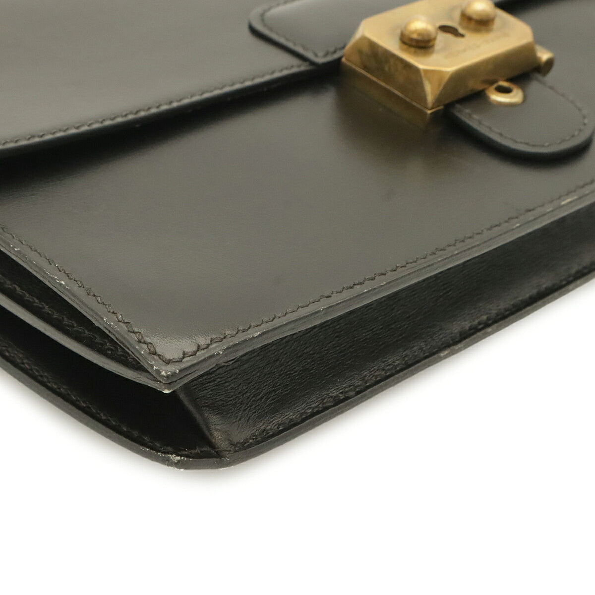 Hermes Black Box Calf Leather Clutch Bag Pochette (Pre-Owned)