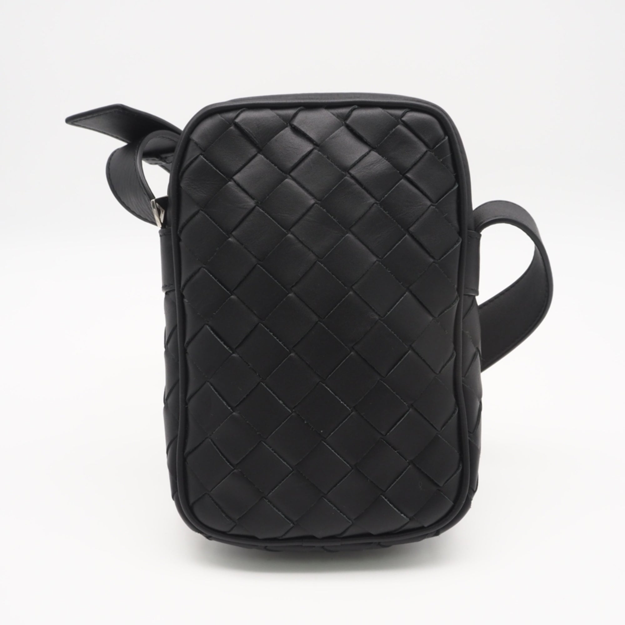 Bottega Veneta Intrecciato Black Leather Shoulder Bag Sling Bag (Pre-Owned)