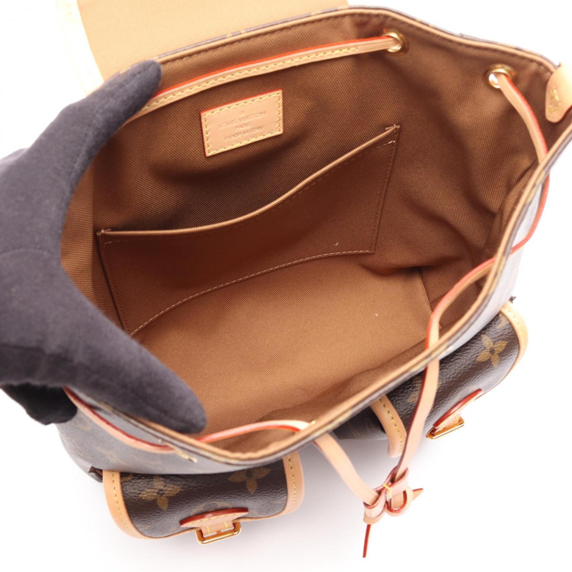 Louis Vuitton Brown Pvc Coated Canvas Leather Backpack Handbag (Pre-Owned)