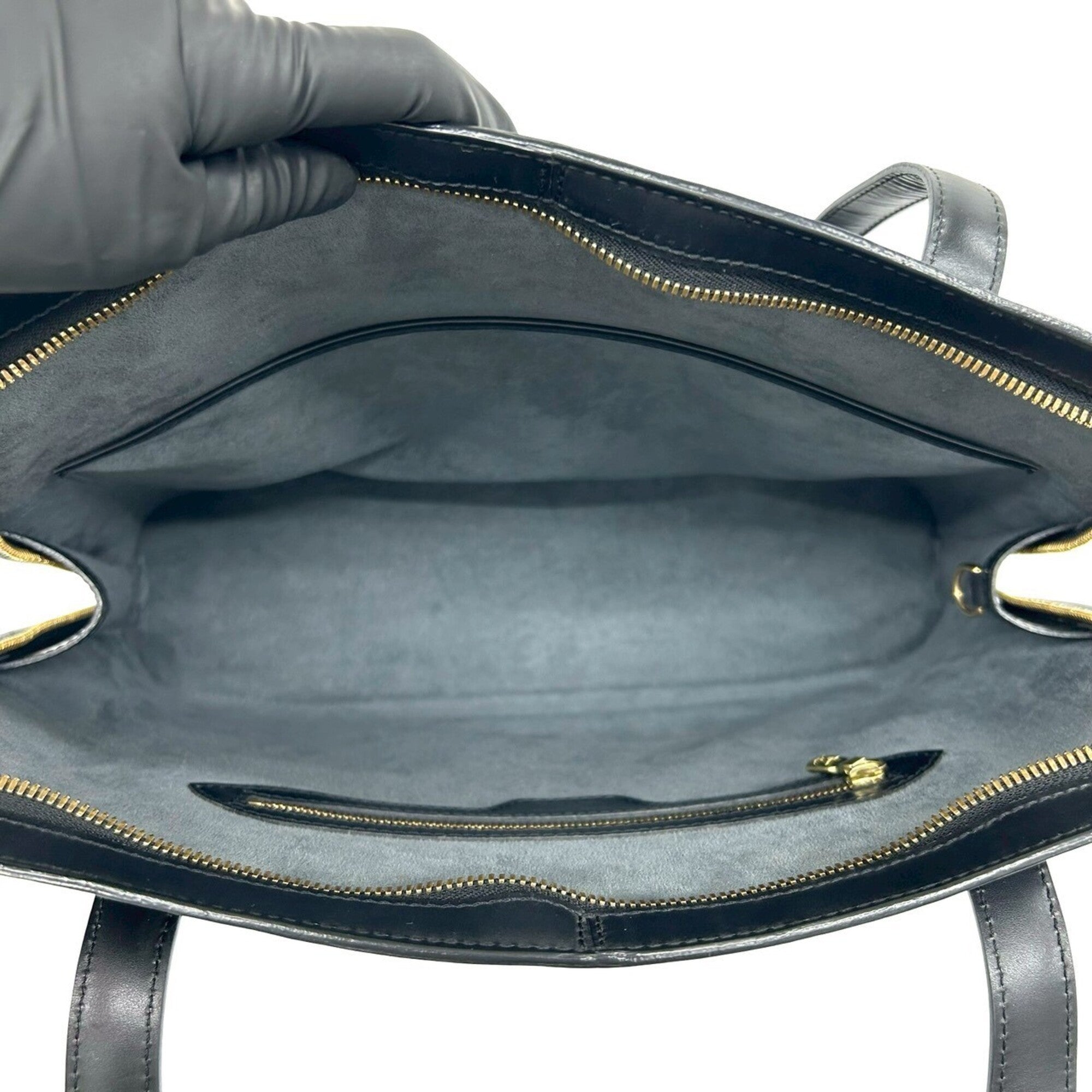 Louis Vuitton Black Leather Shoulder Bag Tote Bag (Pre-Owned)