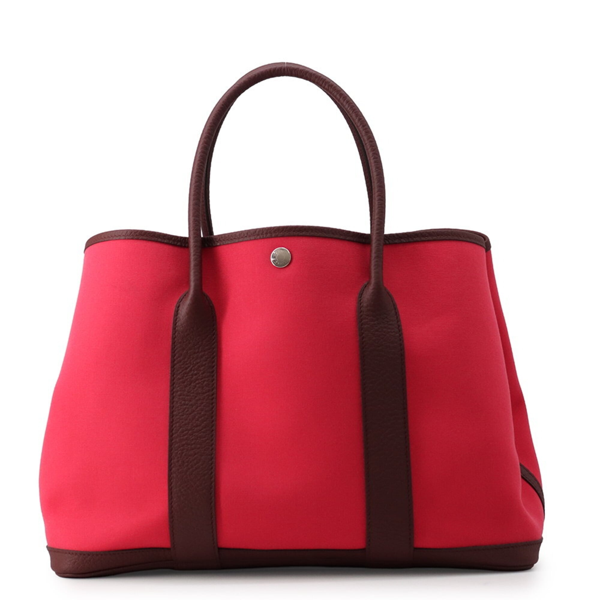 Hermes Bordeaux Toile Officier Negonda Leather Handbag Tote Bag (Pre-Owned)