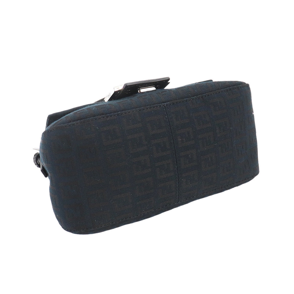 Fendi Zucchino Black Canvas Leather Baguette Bag Handbag Shoulder Bag (Pre-Owned)