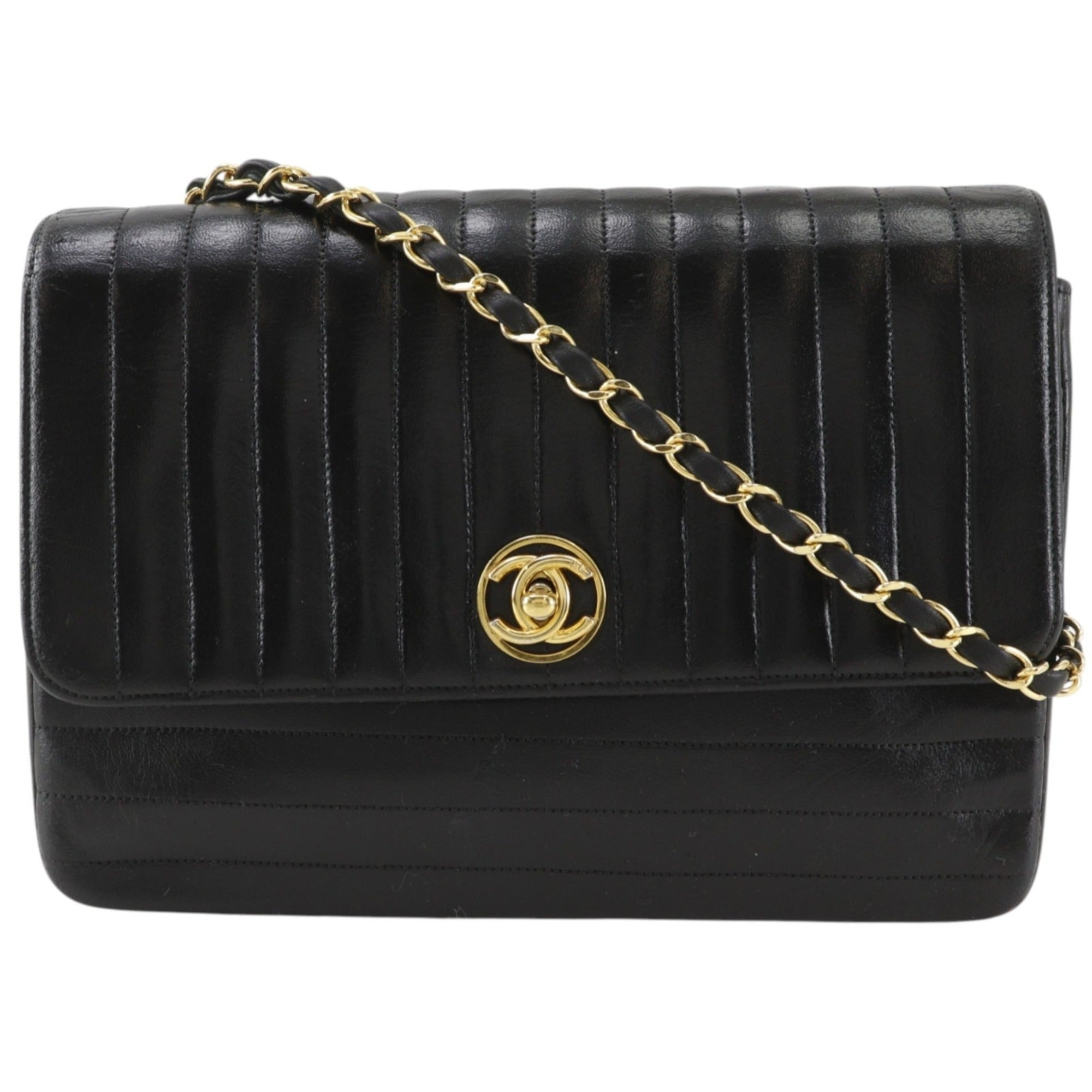 Chanel Mademoiselle Black Leather Shoulder Bag (Pre-Owned)