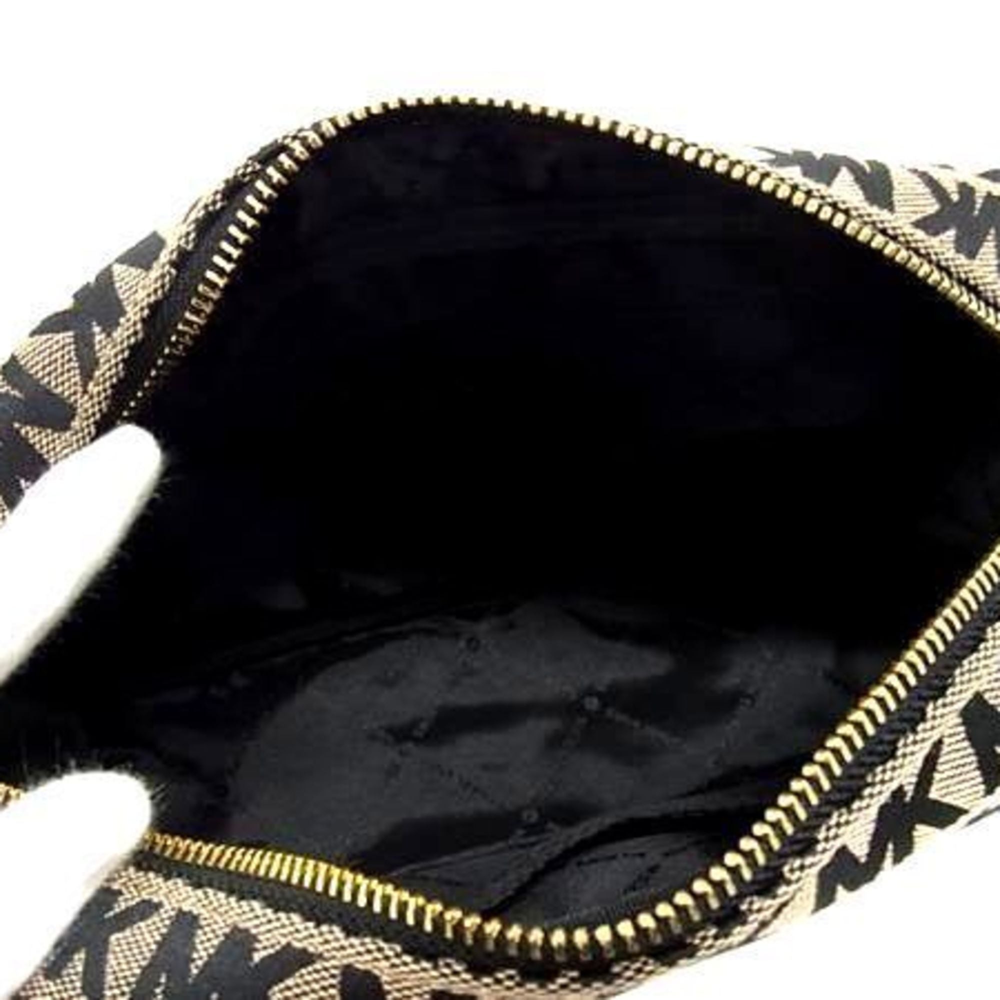 Michael Kors Beige Black Canvas Leather Handbag Shoulder Bag (Pre-Owned)