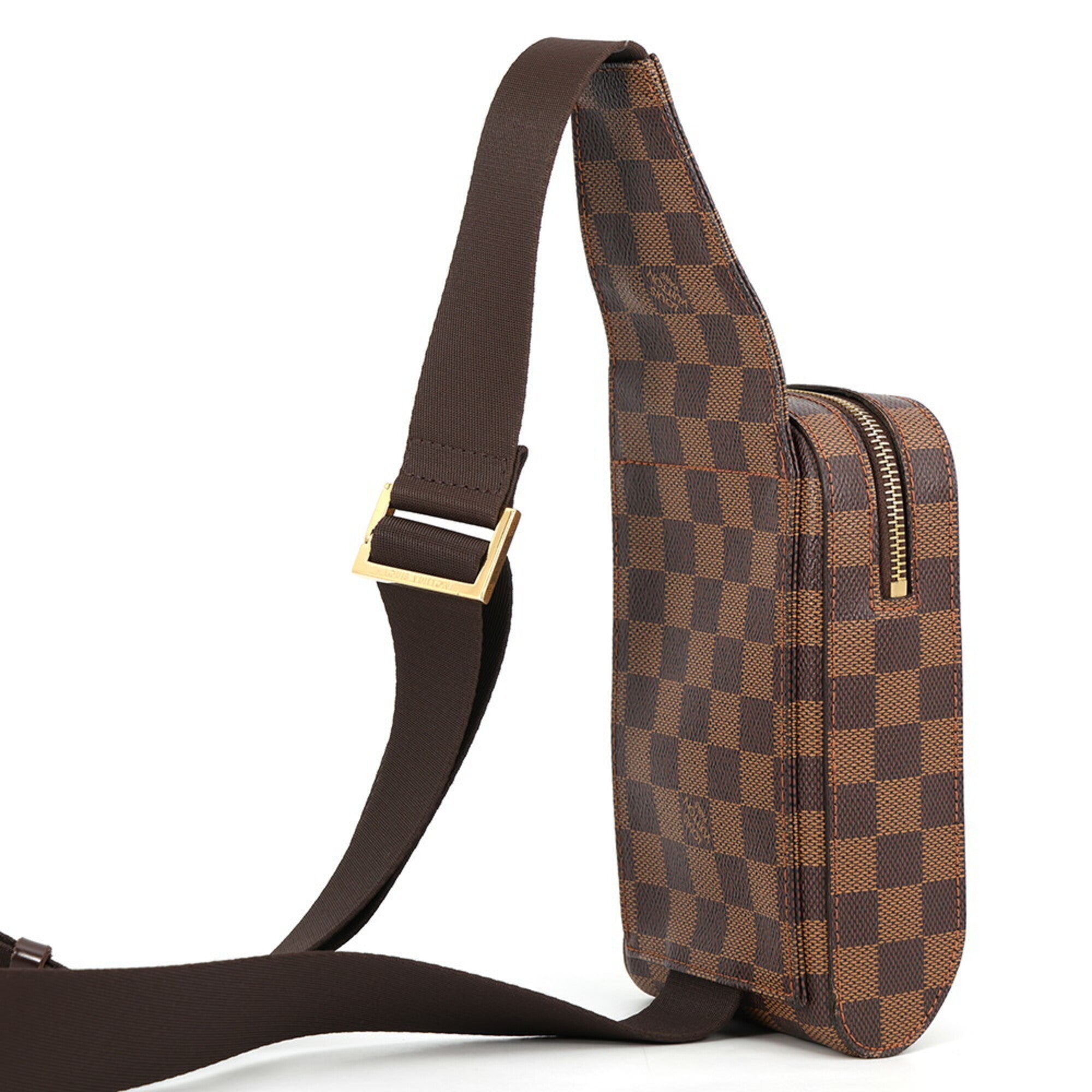 Louis Vuitton Brown Damier Canvas Ebene Exotic Leather Handbag Pouch Shoulder Bag Sling Bag (Pre-Owned)