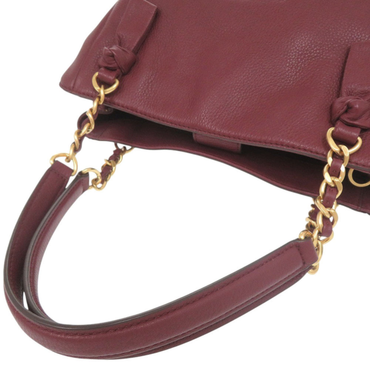Tory Burch Bordeaux Leather Handbag Shoulder Bag (Pre-Owned)