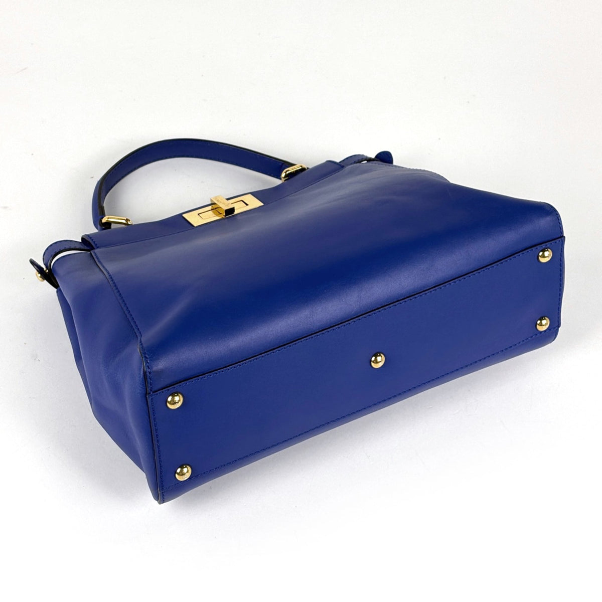 Fendi Peekaboo Blue Leather Handbag Shoulder Bag (Pre-Owned)