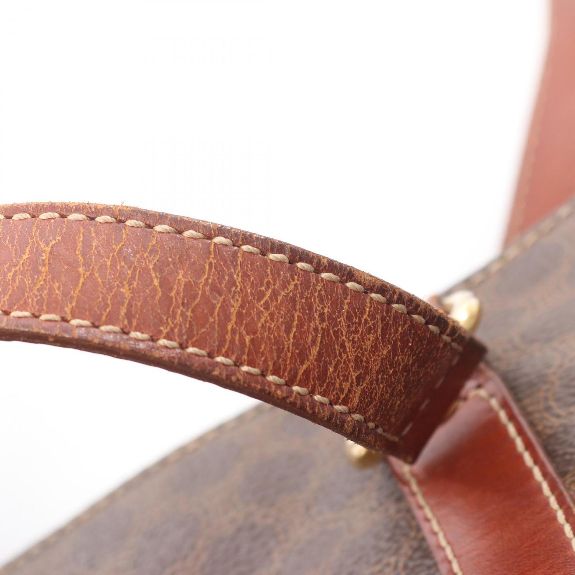 Celine Brown Coated Canvas Leather Handbag Tote Bag (Pre-Owned)