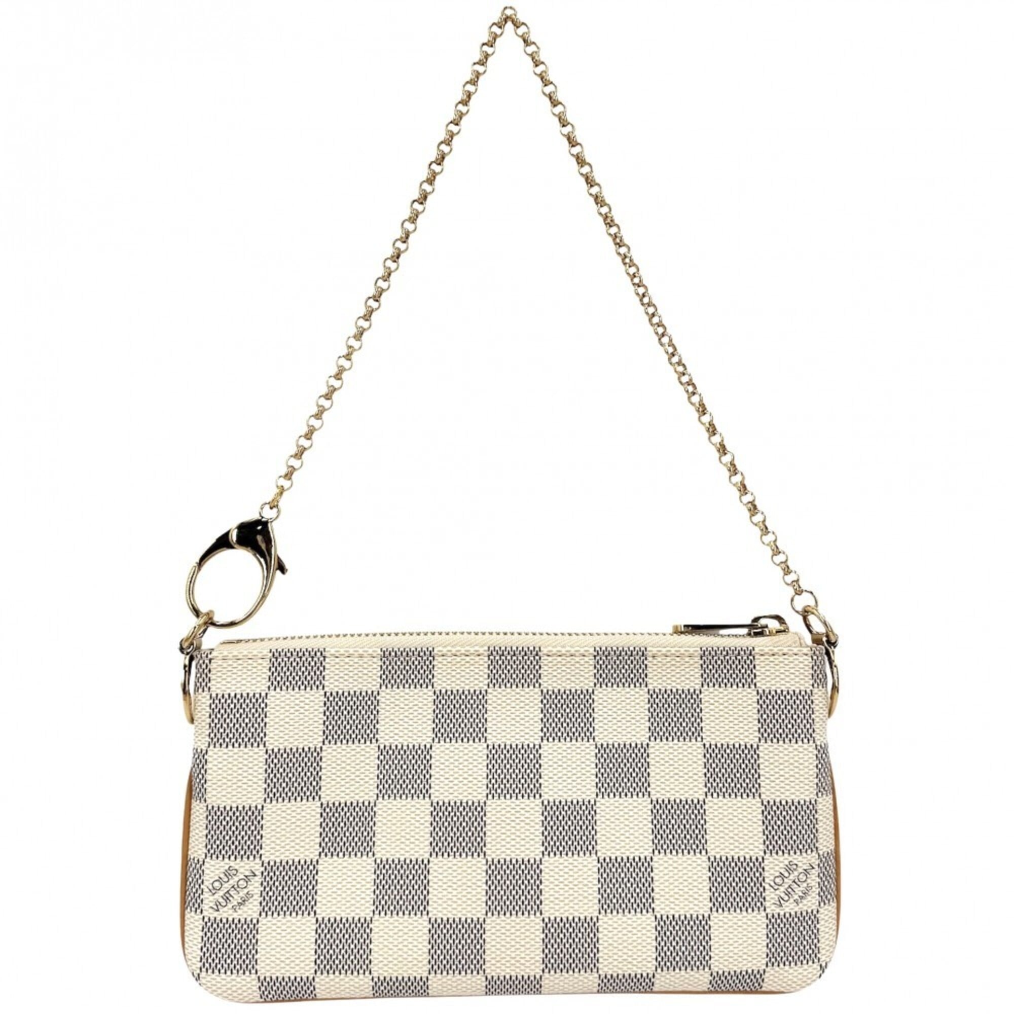 Louis Vuitton White Damier Azur Canvas Handbag Pochette Pouch (Pre-Owned)