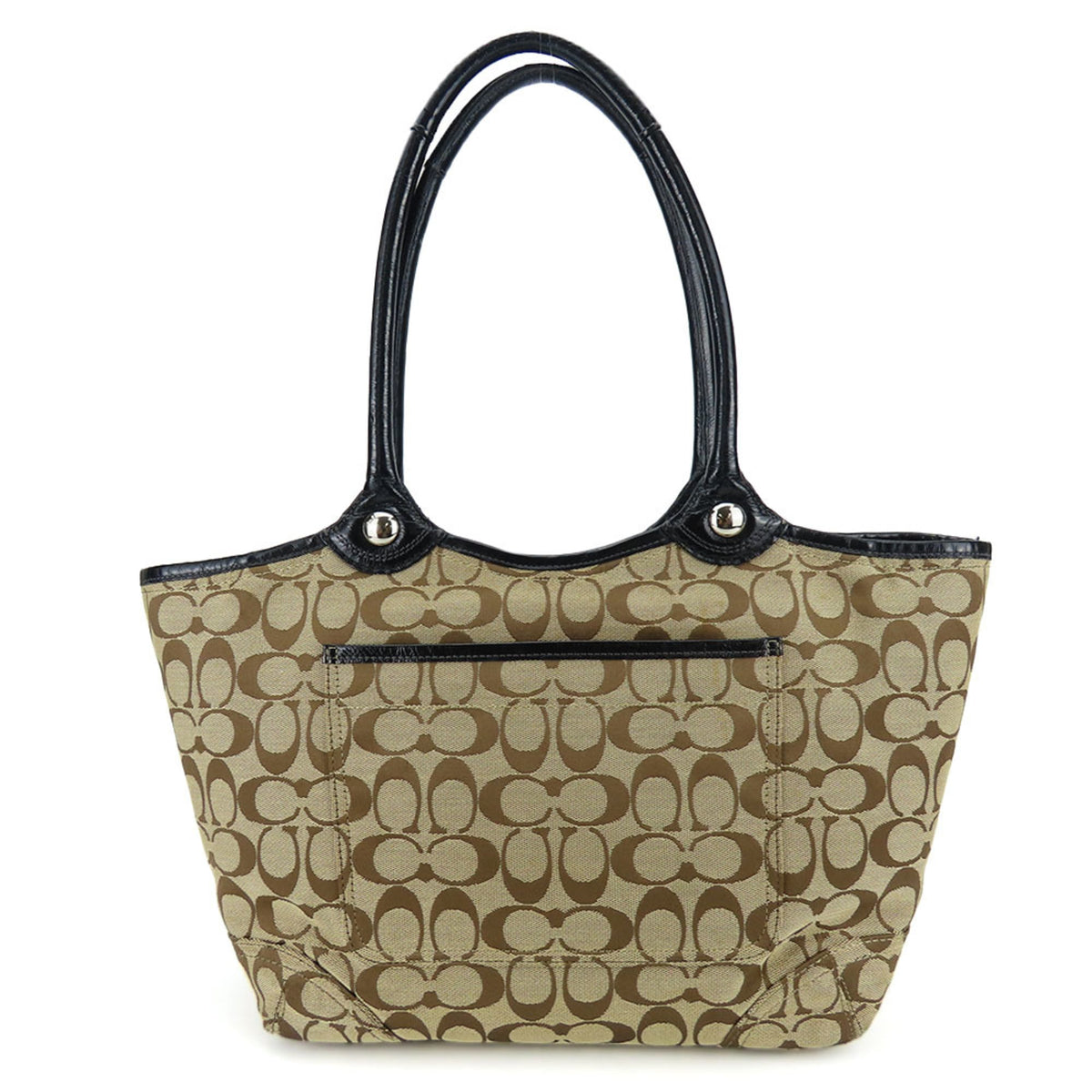 Coach Beige Black Canvas Patent Leather Tote Bag (Pre-Owned)