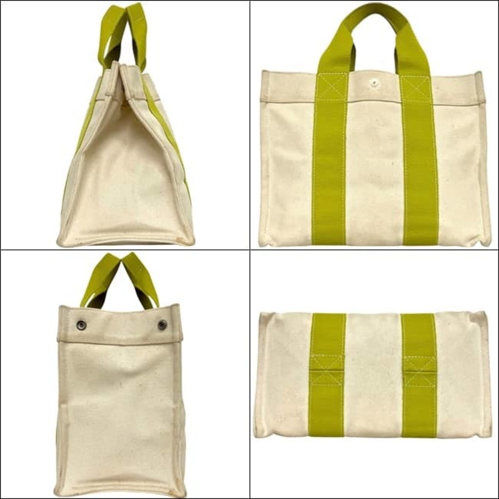 Hermes Bora Bora Green White Canvas Tote Bag (Pre-Owned)