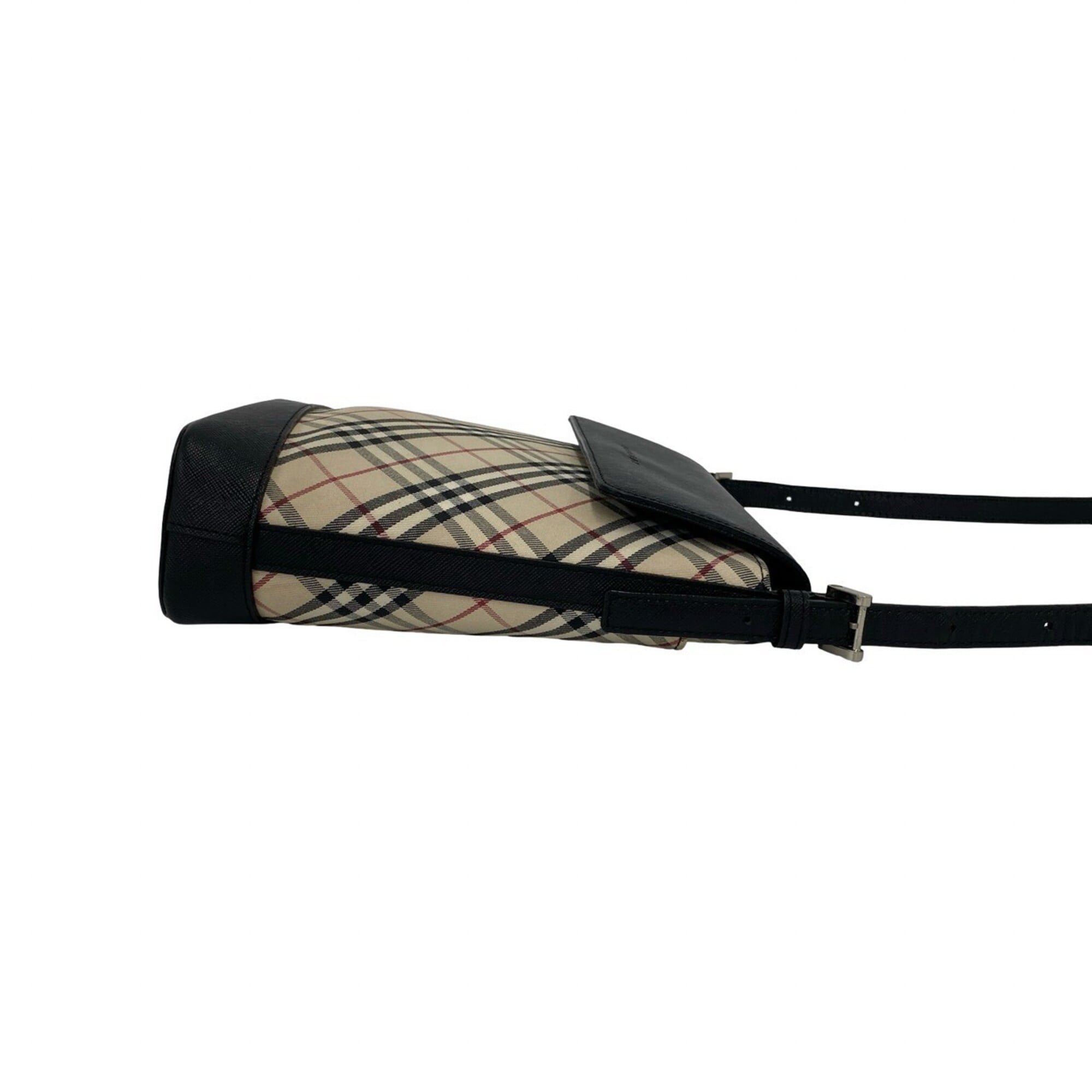 Burberry Beige Black Canvas Leather Pochette Shoulder Bag (Pre-Owned)