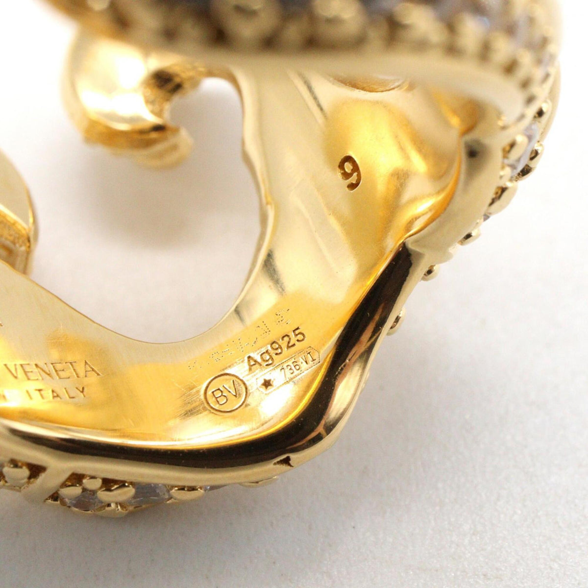 Bottega Veneta Gold Silver 925 Band Ring (Pre-Owned)