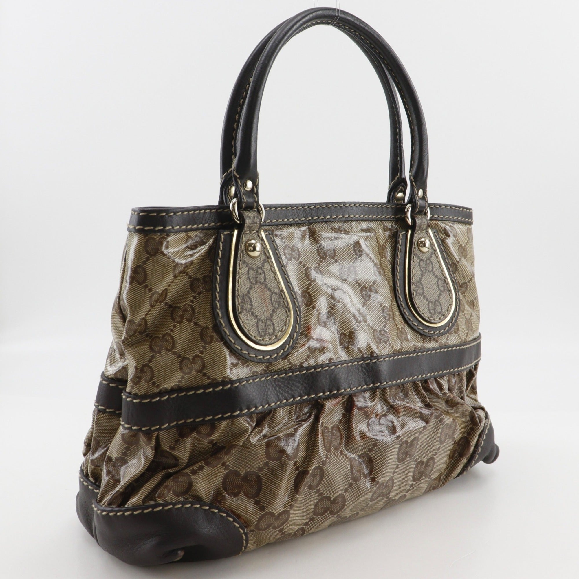 Gucci Brown Coated Canvas Tote Bag (Pre-Owned)