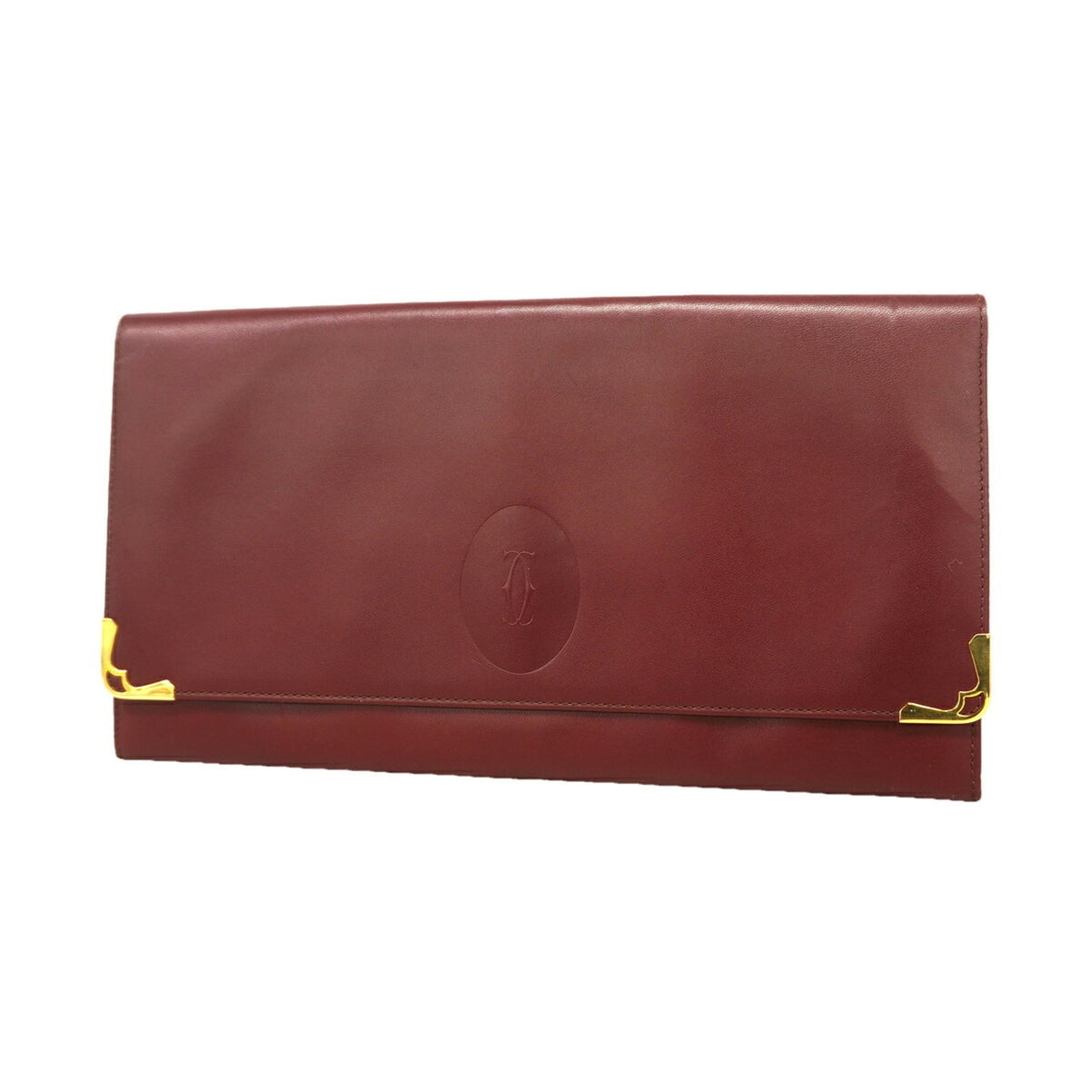 Cartier Bordeaux Leather Clutch Bag (Pre-Owned)