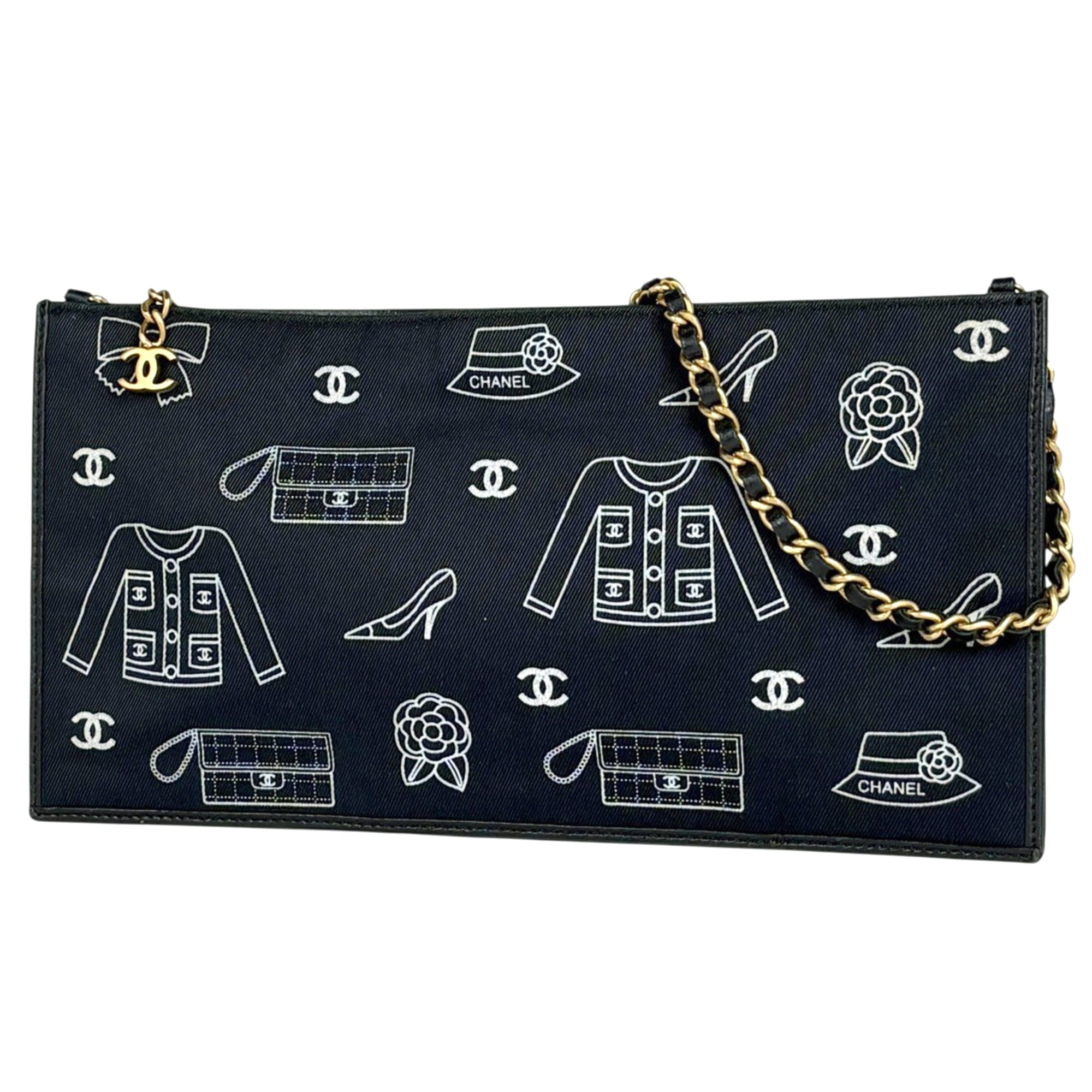 Chanel Black Canvas Leather Shoulder Bag (Pre-Owned)