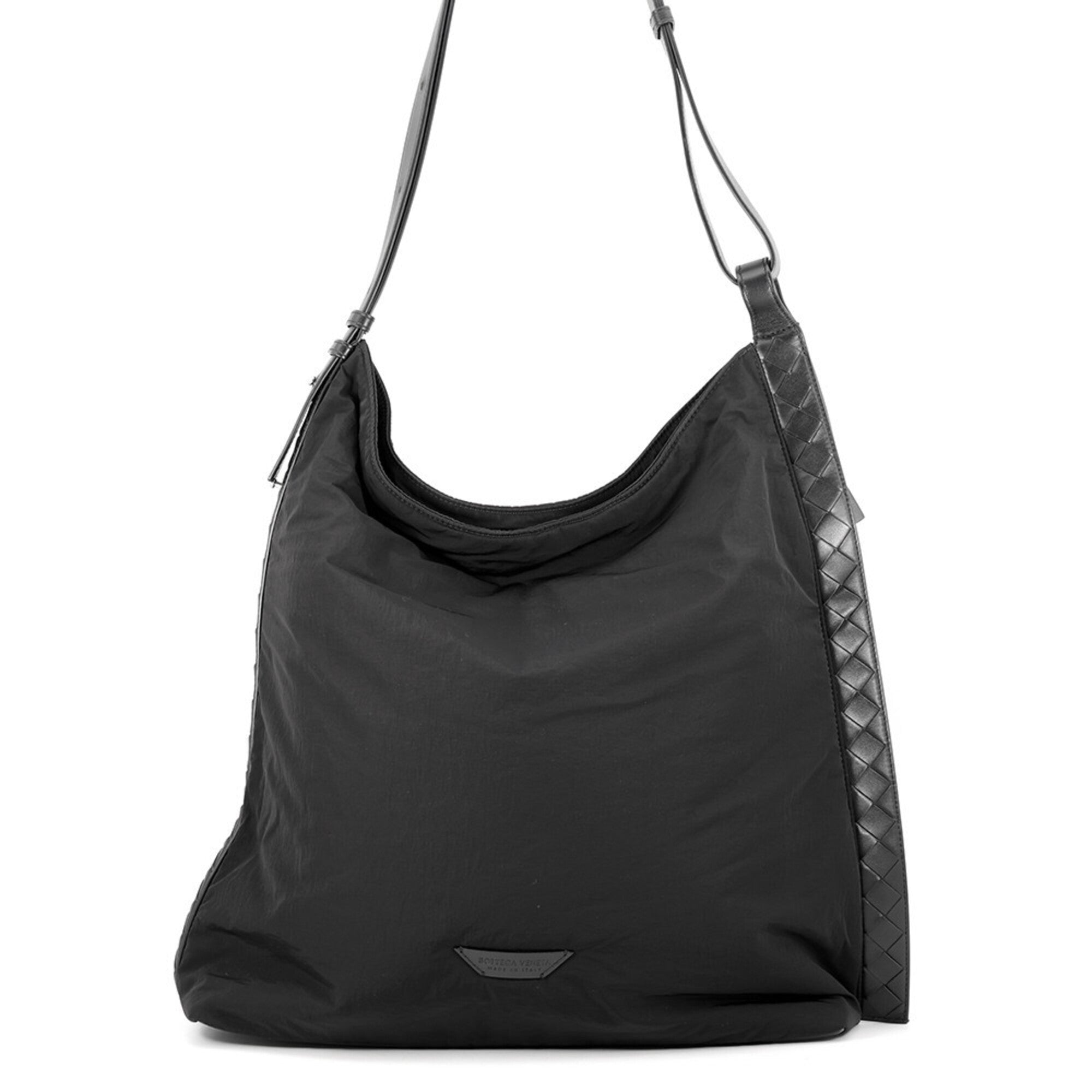 Bottega Veneta Intrecciato Black Nylon Leather Handbag Shoulder Bag (Pre-Owned)