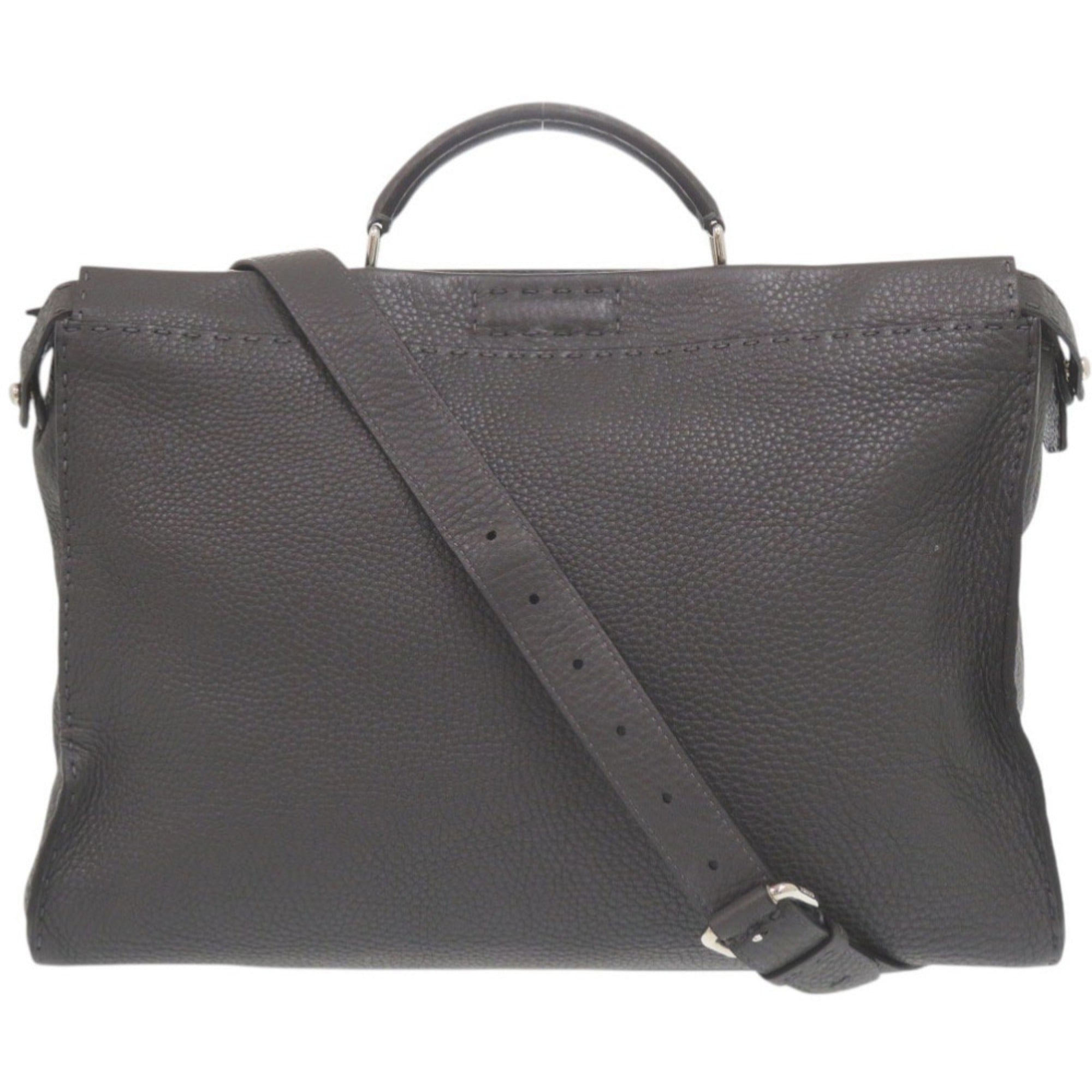 Fendi Gray Leather Handbag (Pre-Owned)