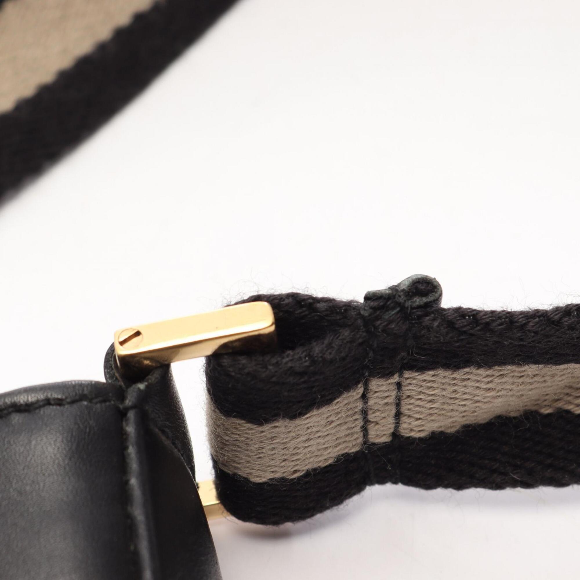 Gucci Black Gg Canvas Leather Handbag Shoulder Bag (Pre-Owned)