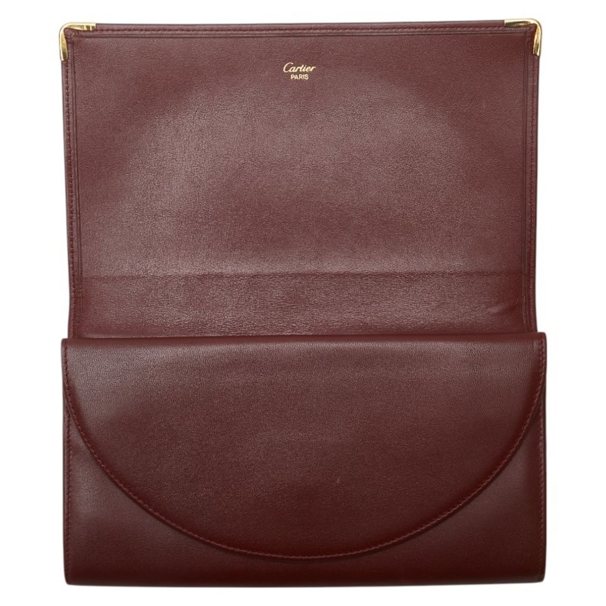 Cartier Must Bordeaux Wine Red Leather Coin Purse/Coin Case (Pre-Owned)