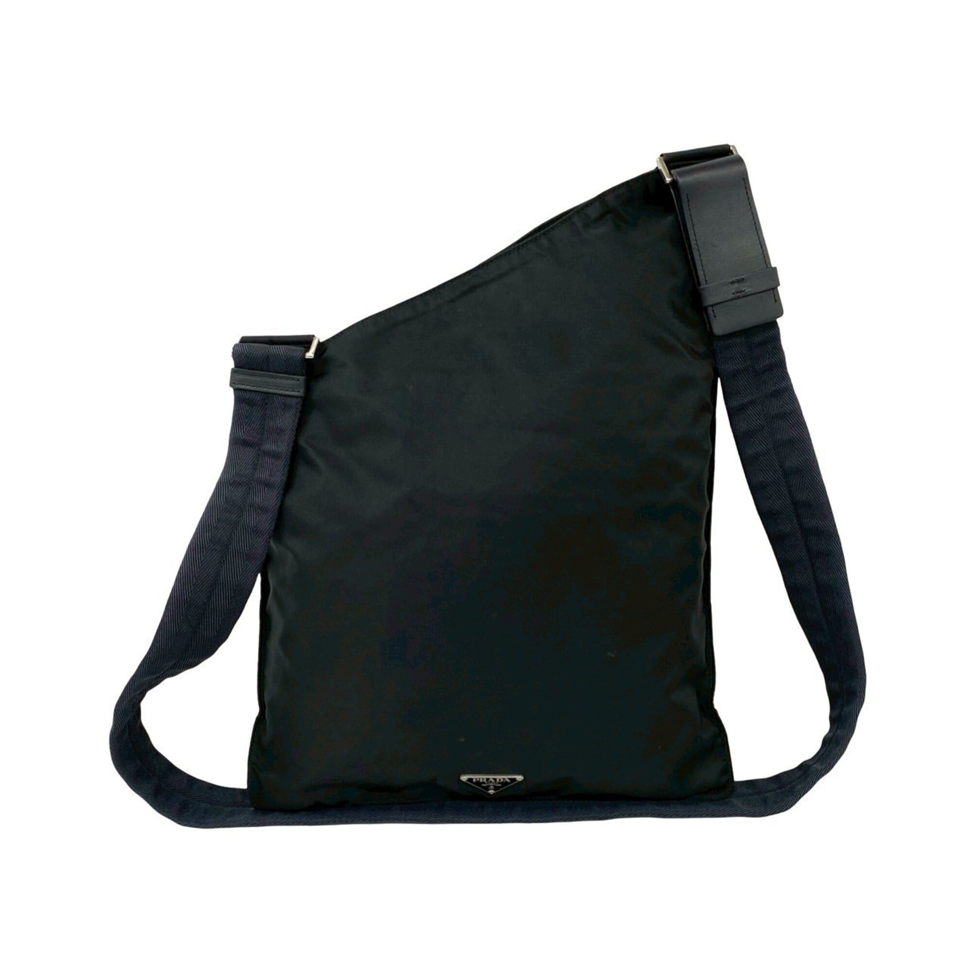 Prada Black Nylon Leather Shoulder Bag Sling Bag (Pre-Owned)