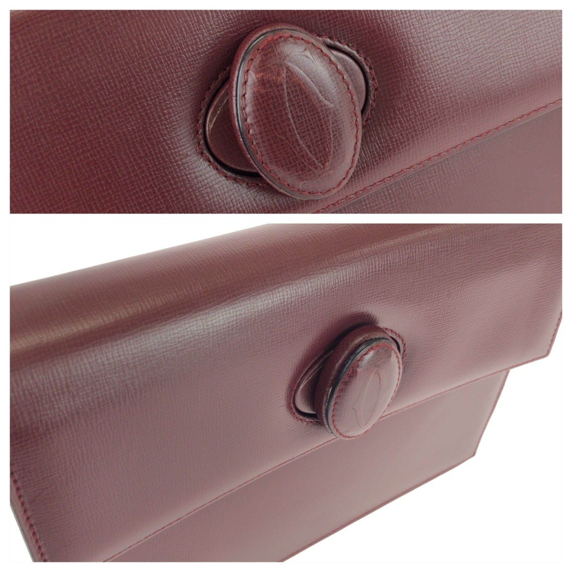 Cartier Bordeaux Wine Red Leather Clutch Bag (Pre-Owned)