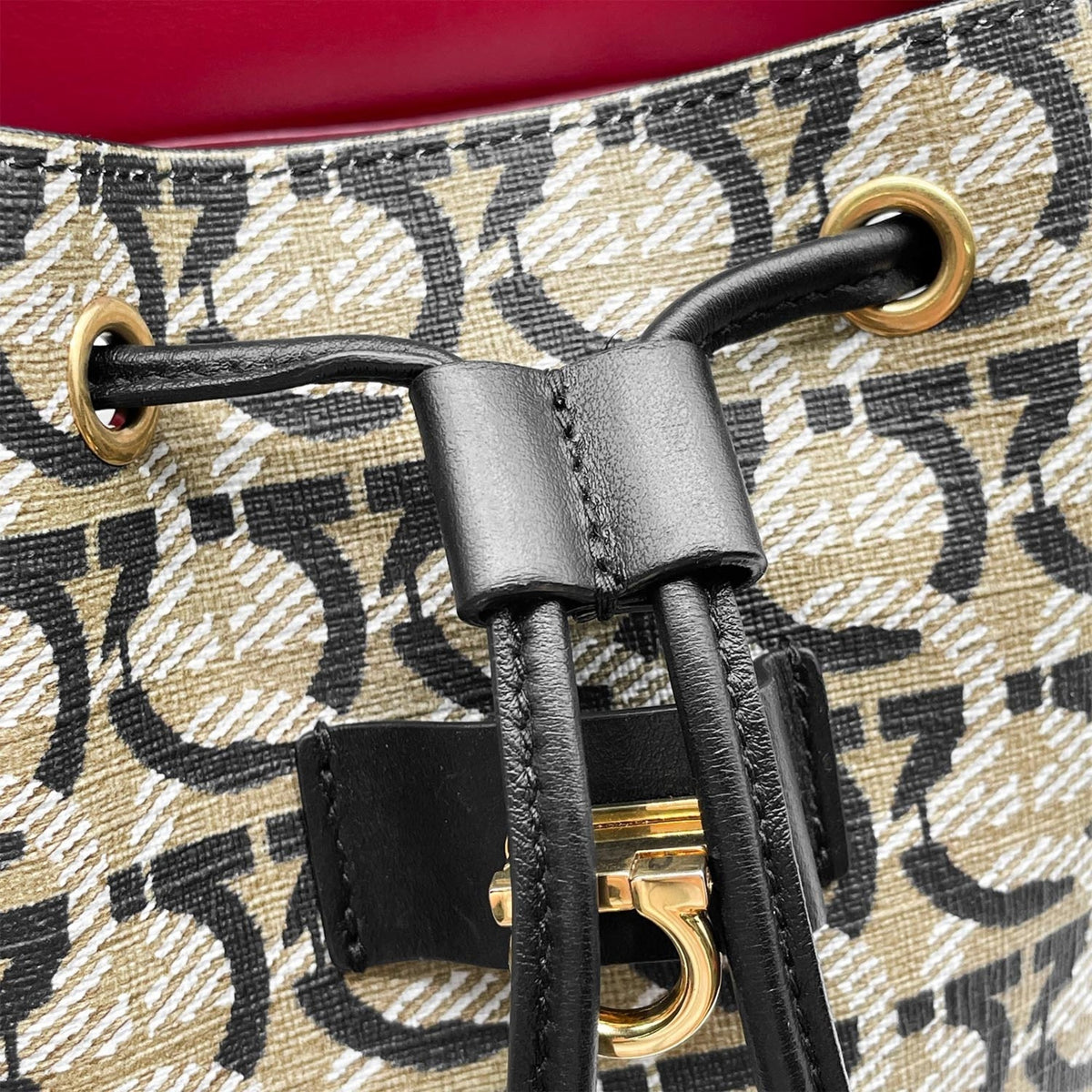 Salvatore Ferragamo Beige Black Pvc Leather Backpack (Pre-Owned)
