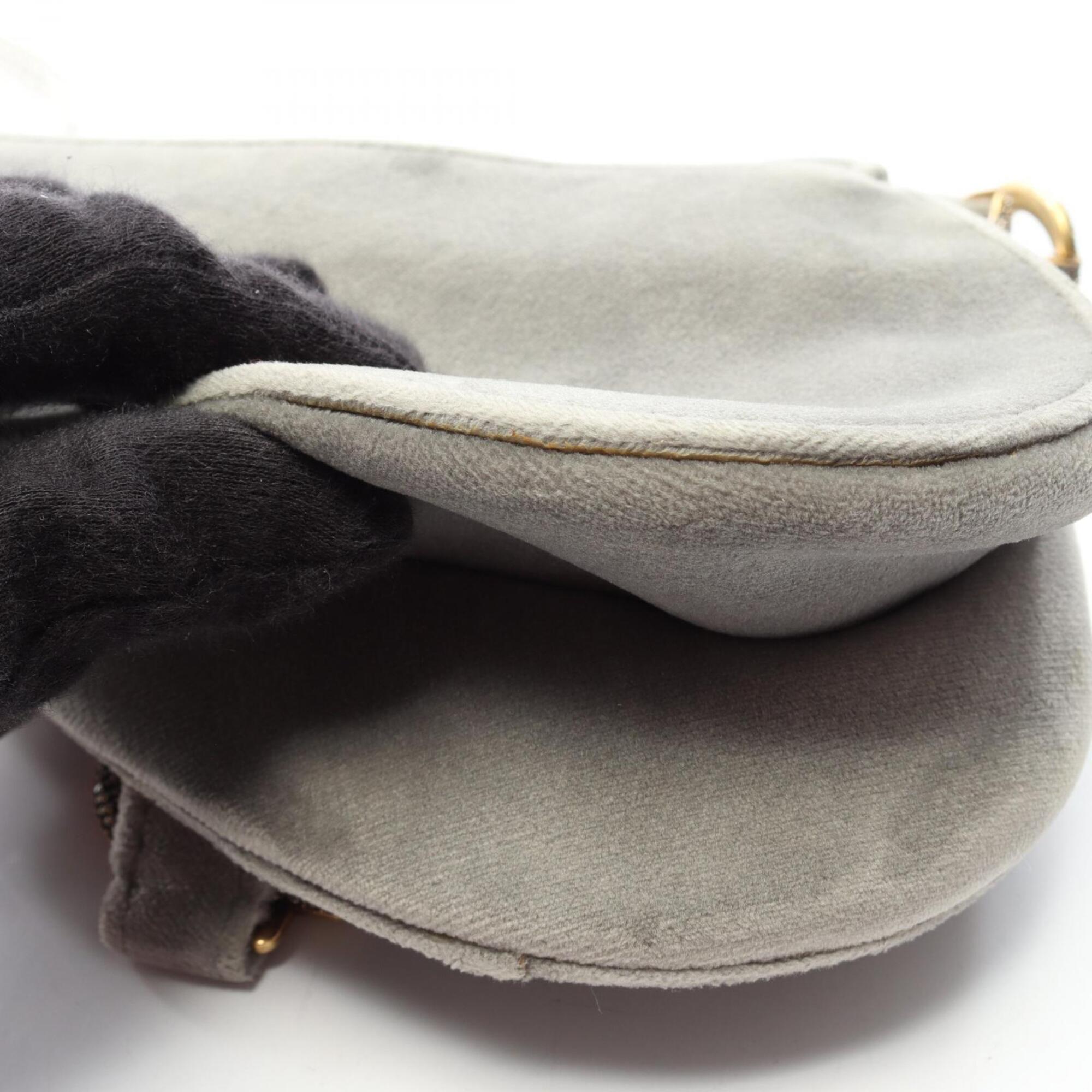 Christian Dior Gray Fabric Handbag Saddle Bag (Pre-Owned)