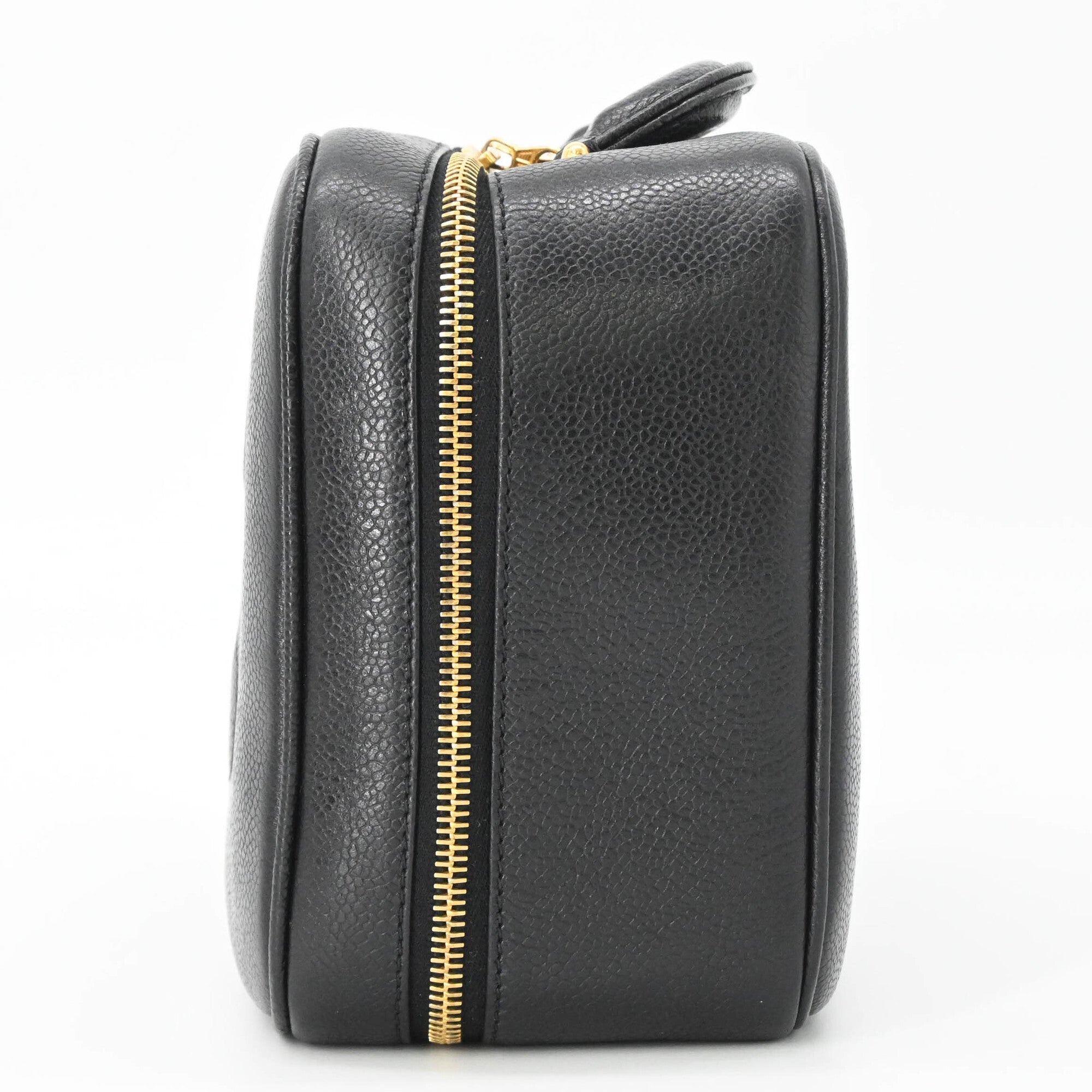 Chanel Black Leather Handbag Vanity Bag (Pre-Owned)