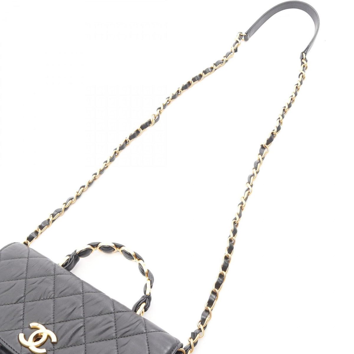 Chanel Black Leather Handbag Shoulder Bag (Pre-Owned)