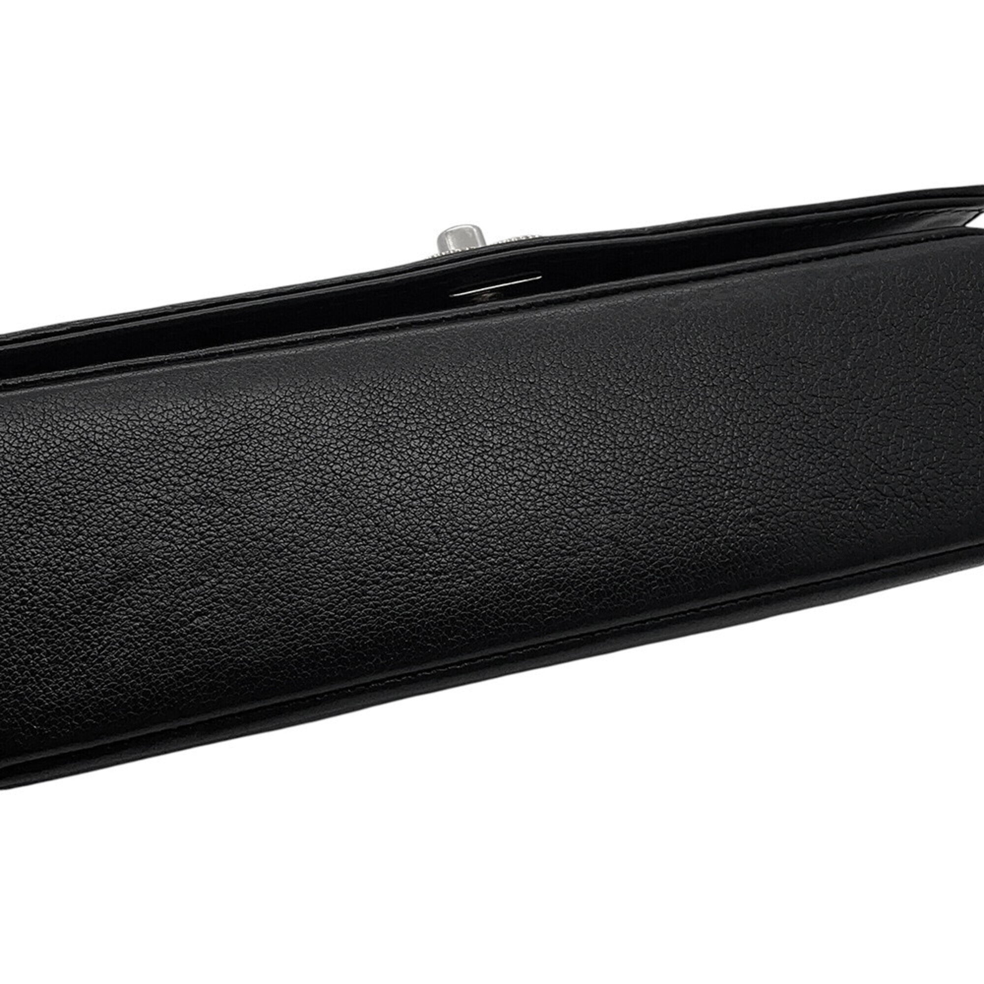 Chanel Black Leather Handbag Shoulder Bag (Pre-Owned)