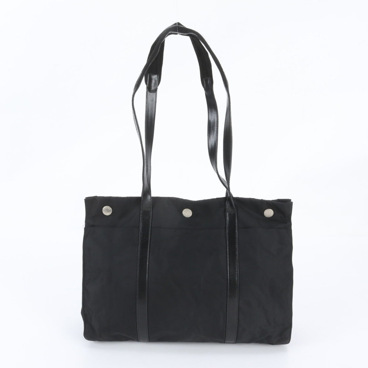 Prada Black Leather Nylon Shoulder Bag Tote Bag (Pre-Owned)